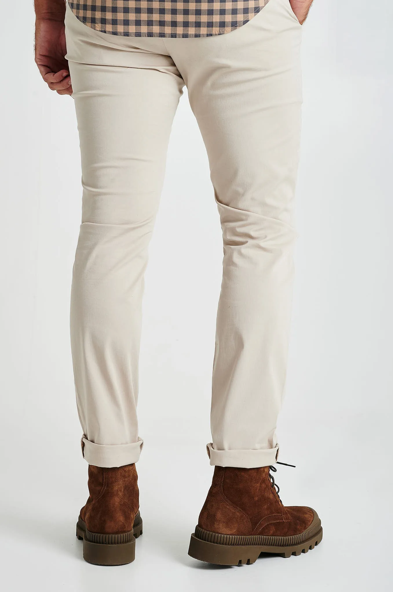 Slim fit plain organic cotton chino trousers