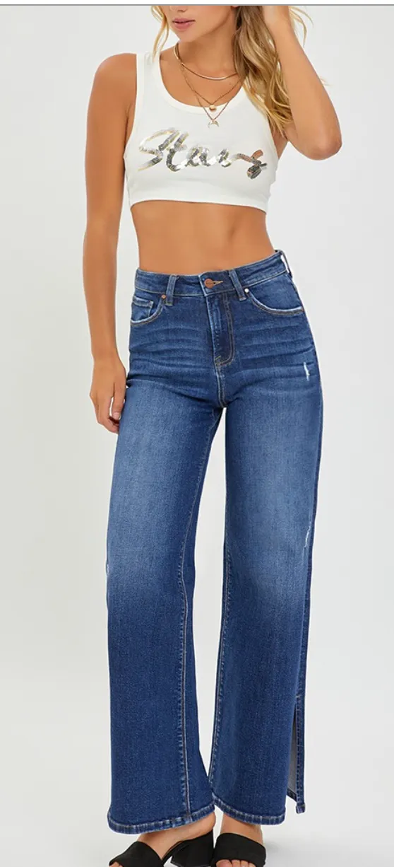 Slit Side Risen Jeans