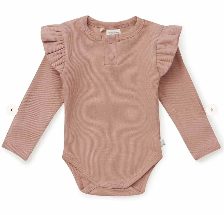 Snuggle Hunny Long Sleeve Organic Bodysuit - Rose