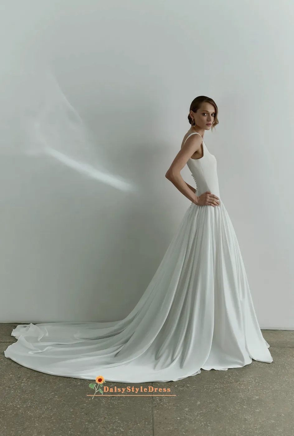 Square Neckline Wedding Dress with Pocket