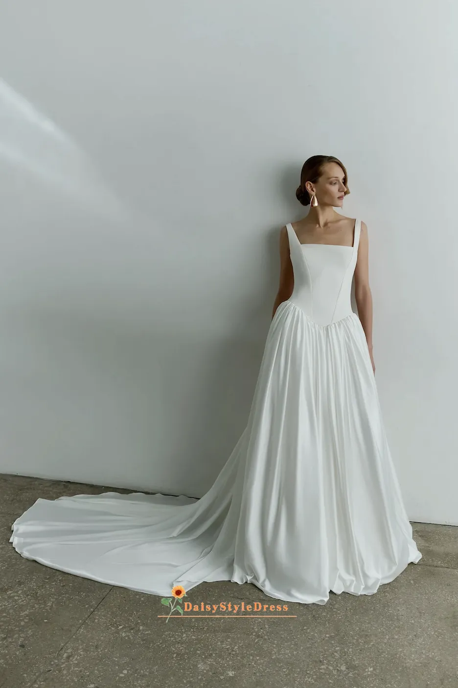 Square Neckline Wedding Dress with Pocket