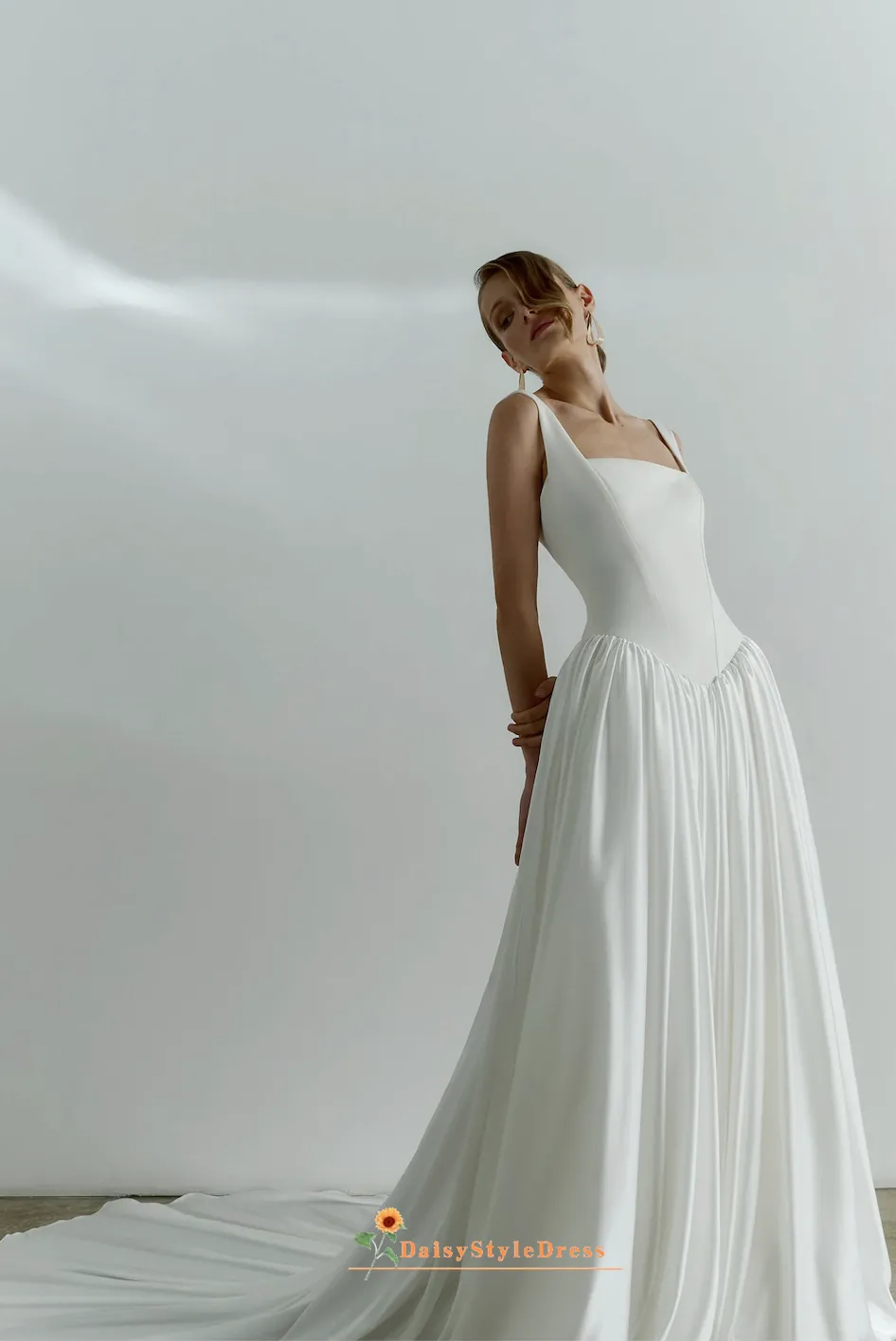 Square Neckline Wedding Dress with Pocket