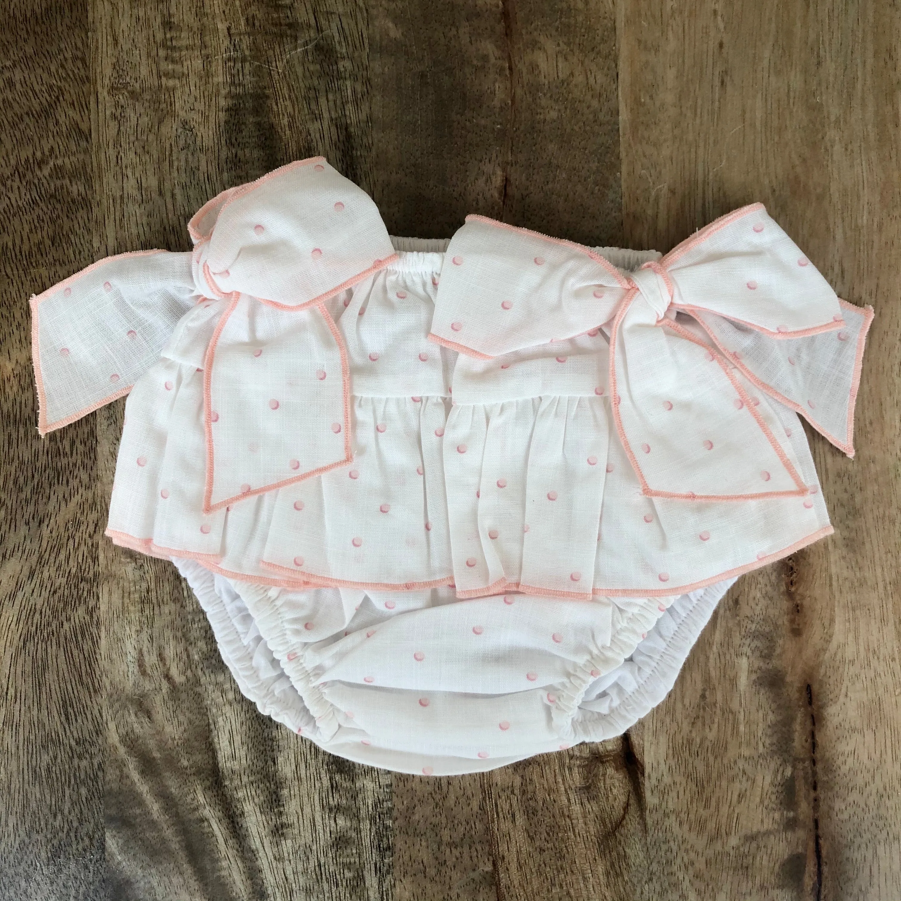 SS20 Baby Gi Baby Girls Ivory & Peach Bubbles Jam Pants Set