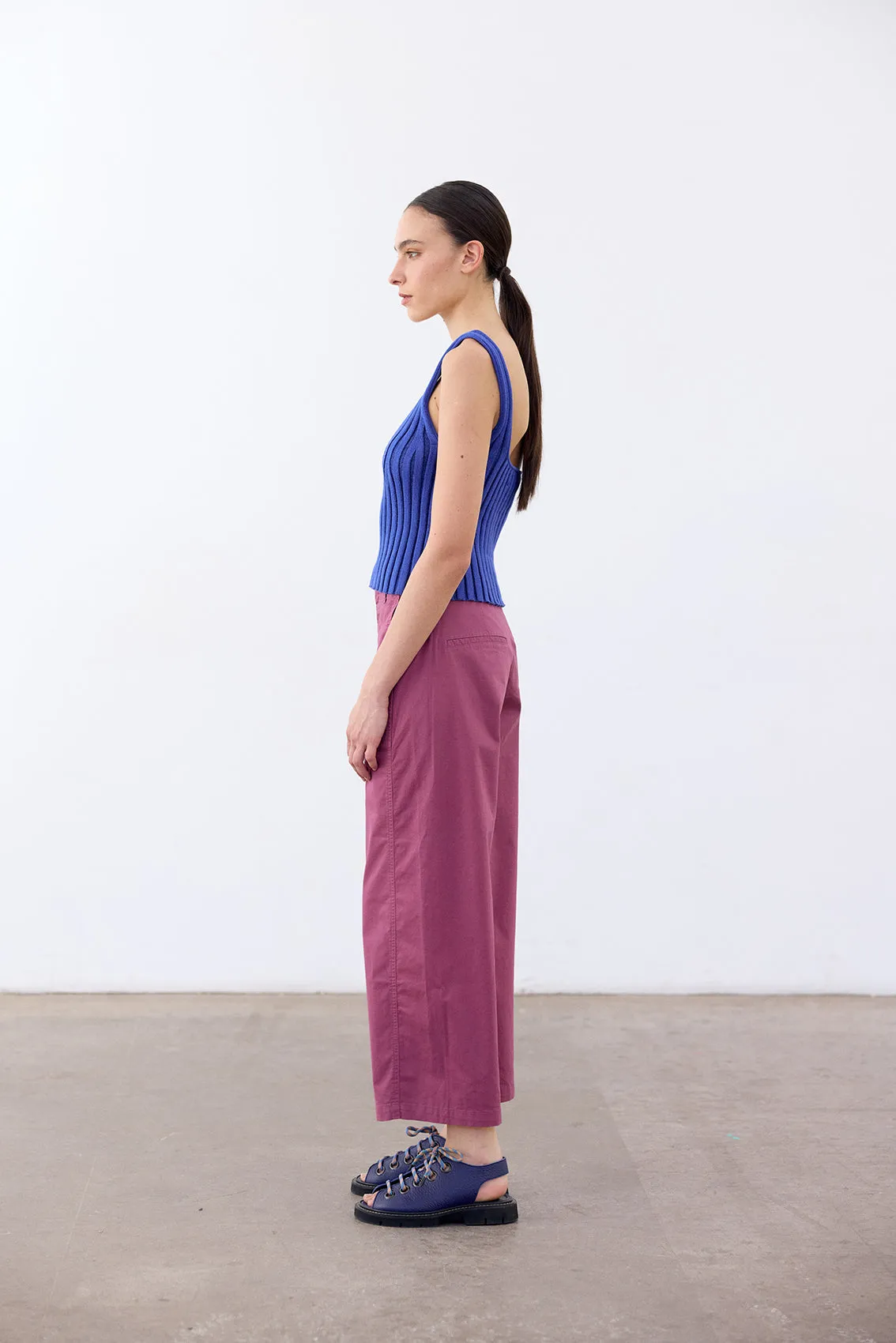 Straight-Fit Pant Cotton Gabardine - Ciruela