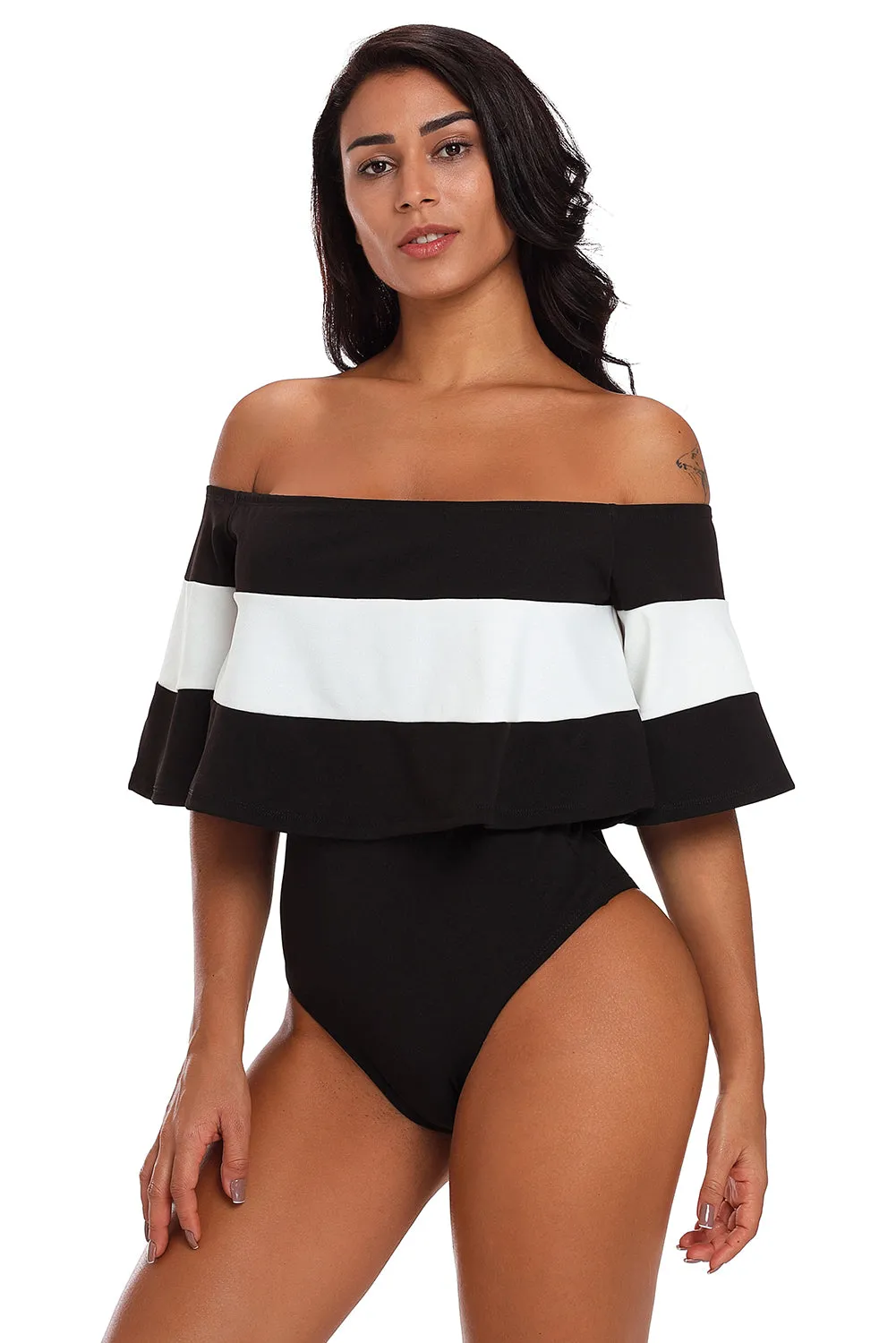 Stripe Bardot Bodysuit