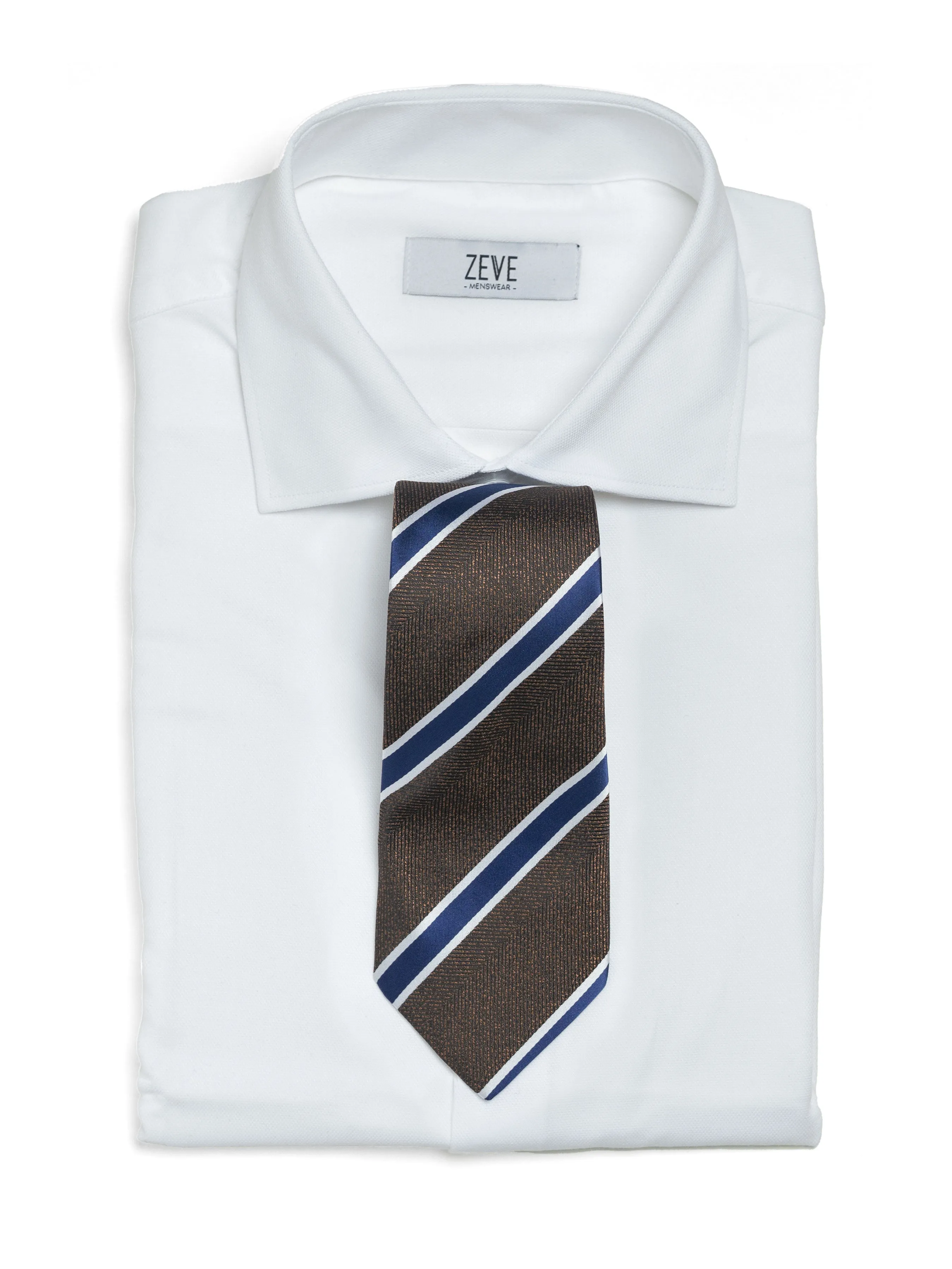 Stripes Tie - Dark Brown With Blue Line