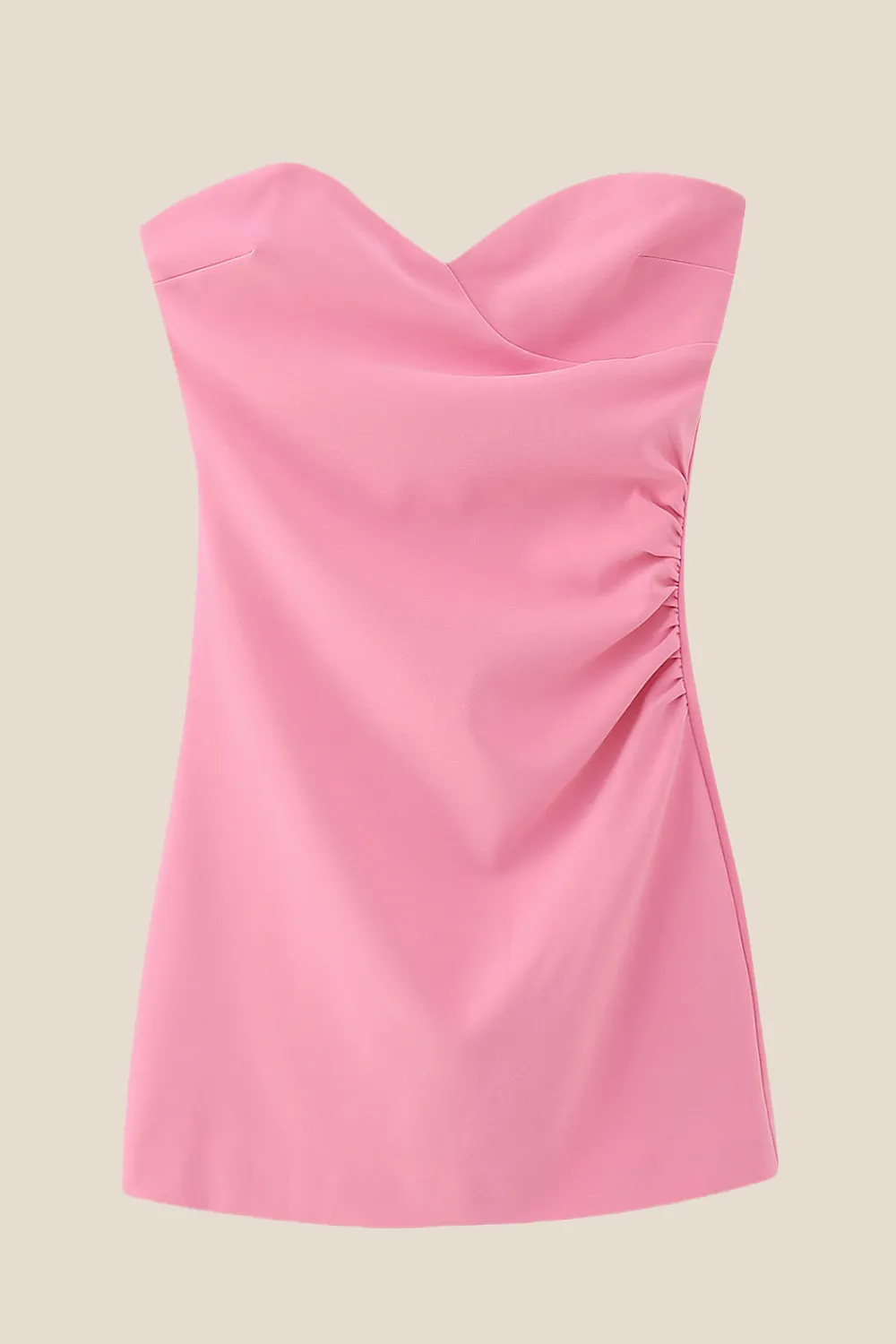 Sweetheart Pink Ruched Short Dress