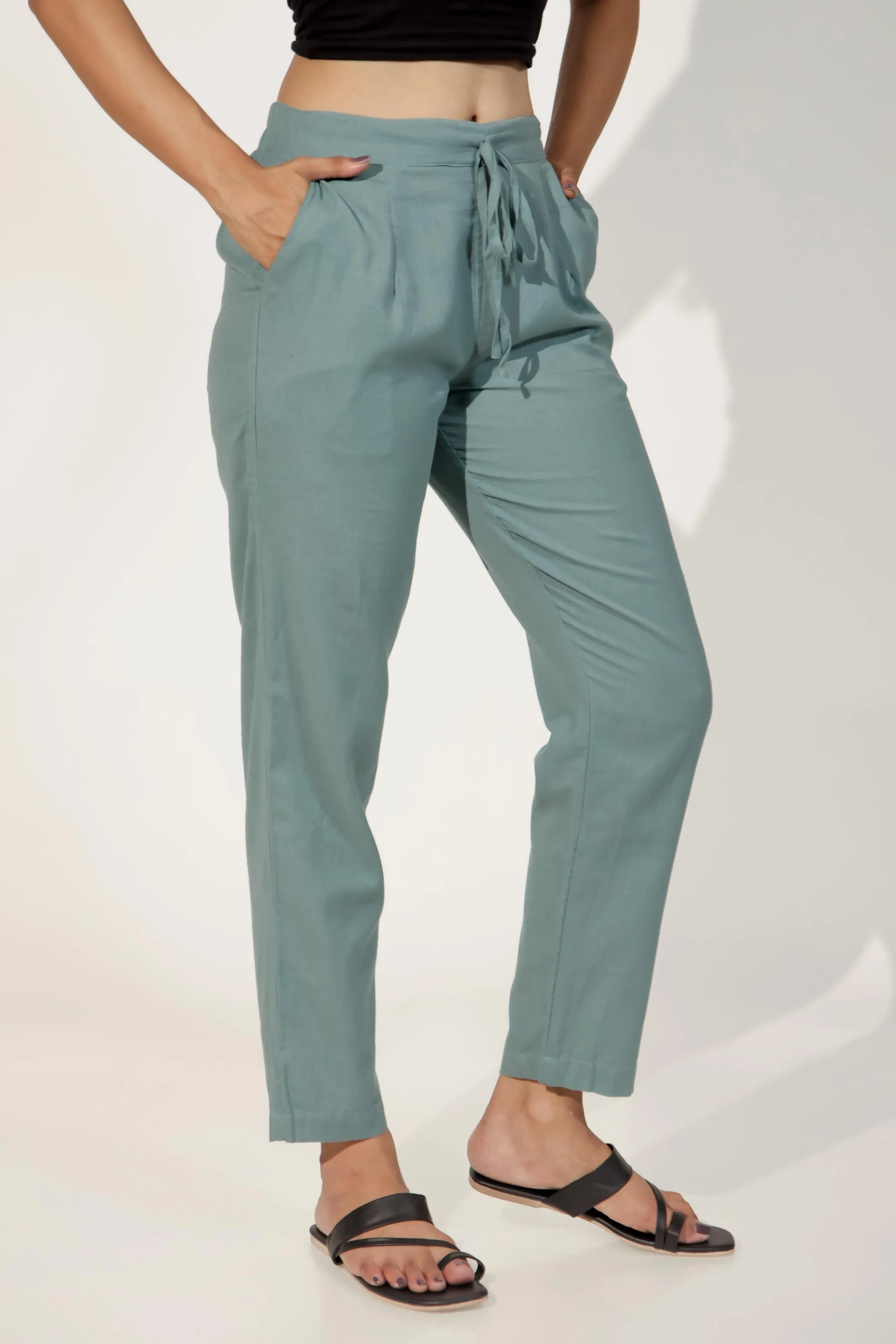 Teal Green Women's Narrow Trousers