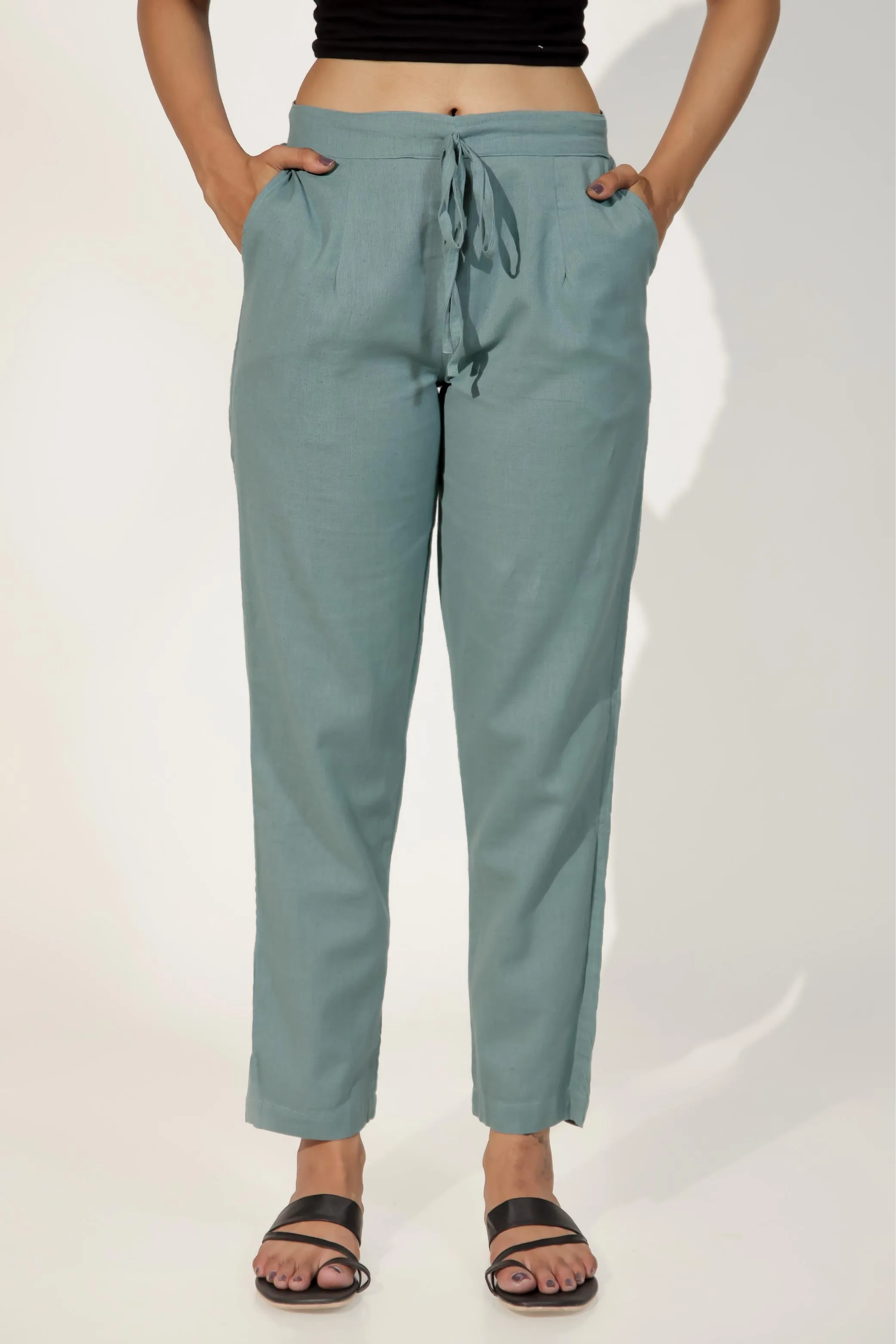 Teal Green Women's Narrow Trousers