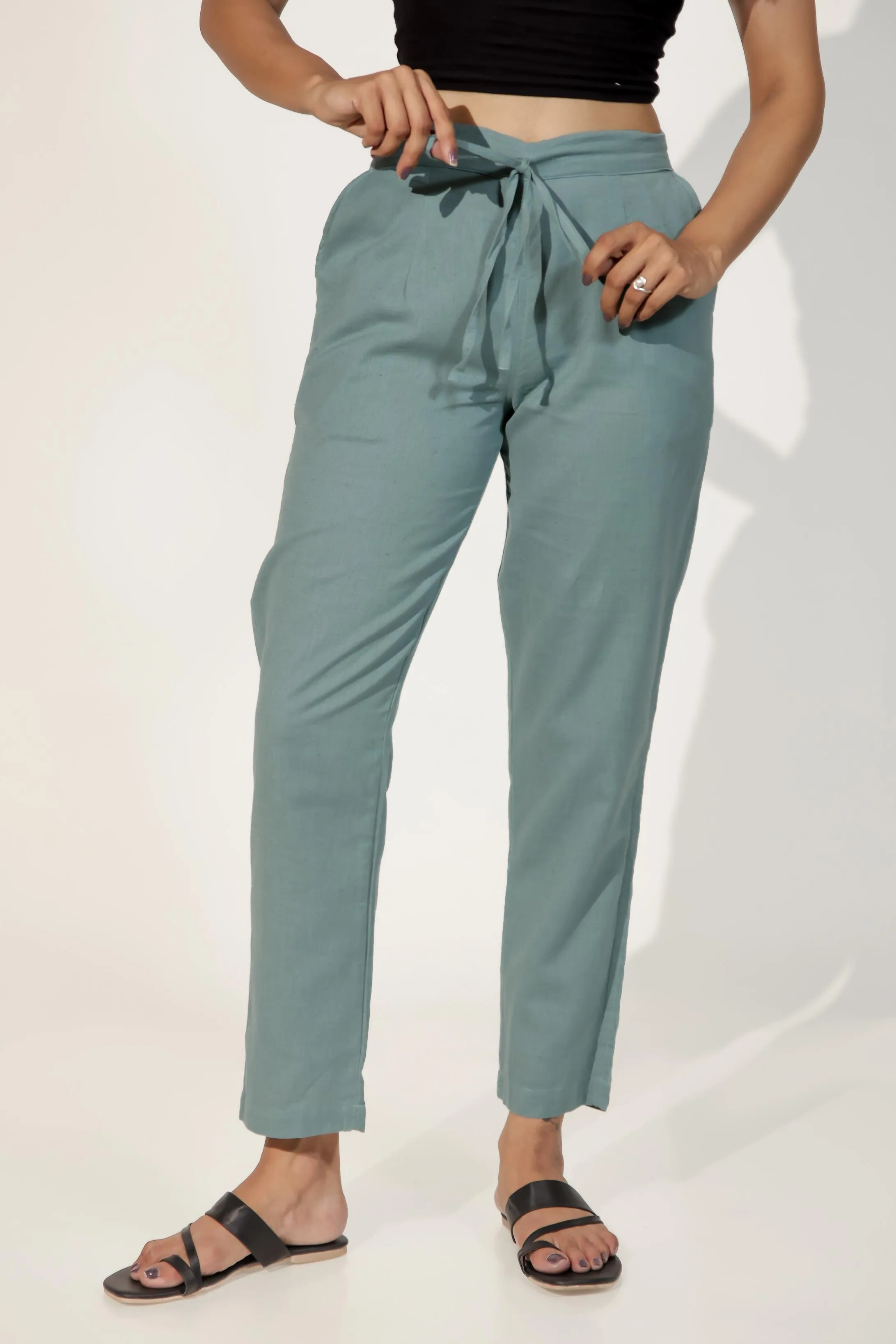 Teal Green Women's Narrow Trousers