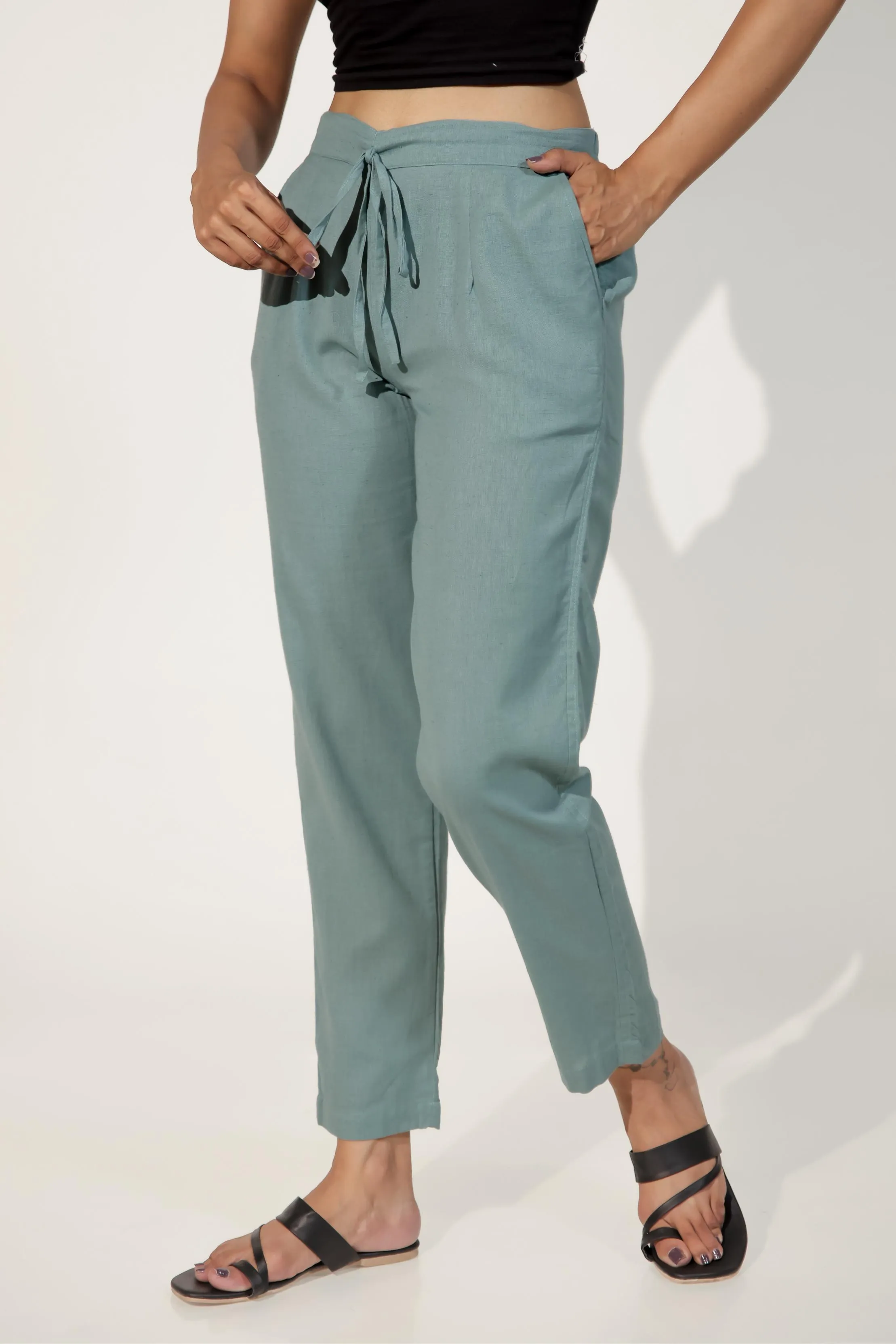 Teal Green Women's Narrow Trousers