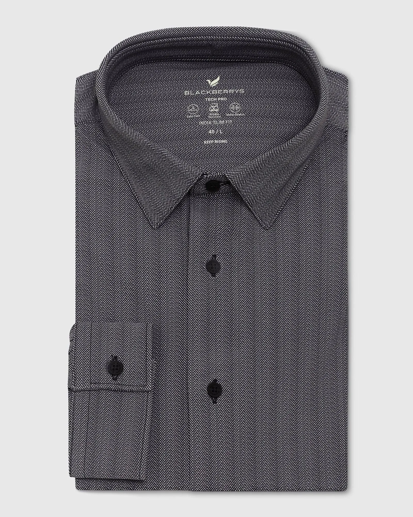 TechPro Formal Black Textured Shirt - Elliot