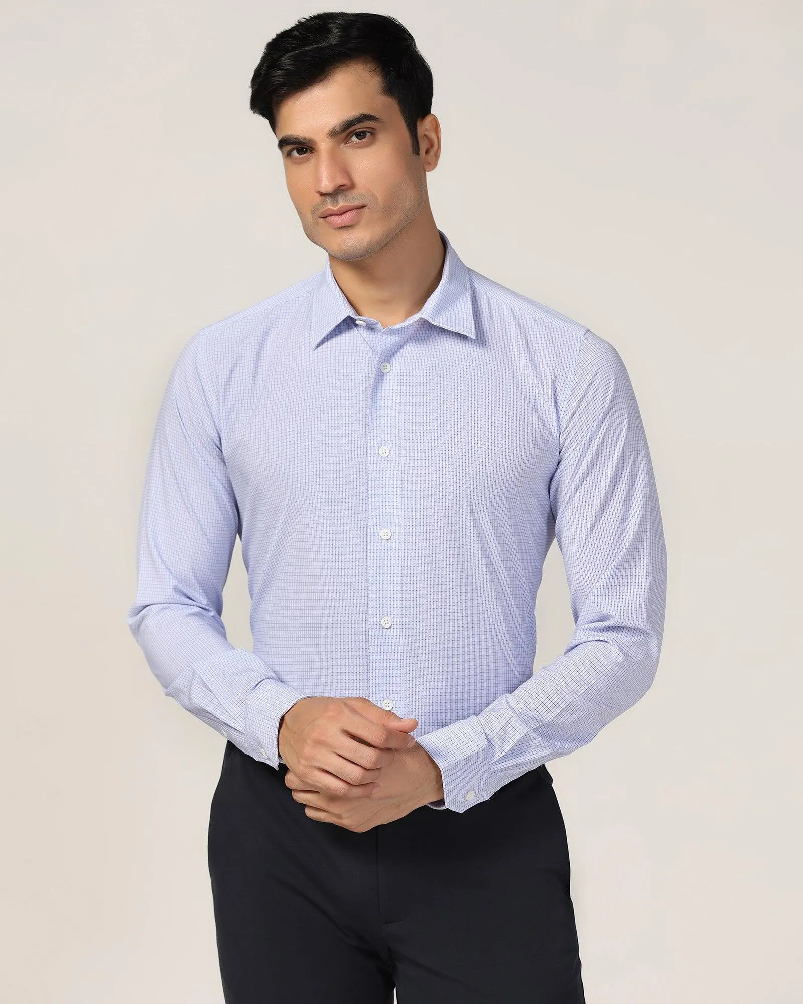 TechPro Formal Blue Check Shirt - Valdo