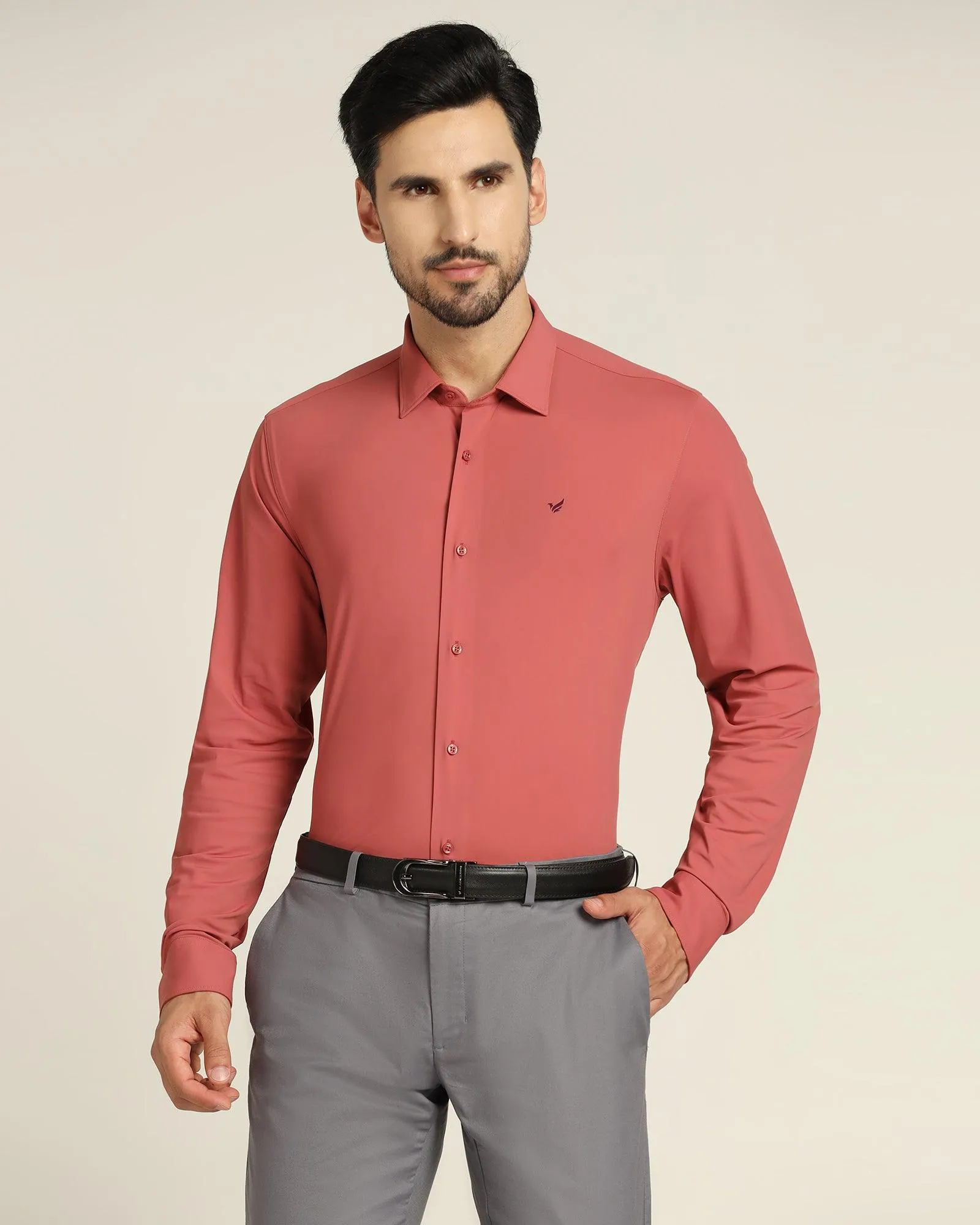 TechPro Formal Dusty Pink Solid Shirt - Zabka