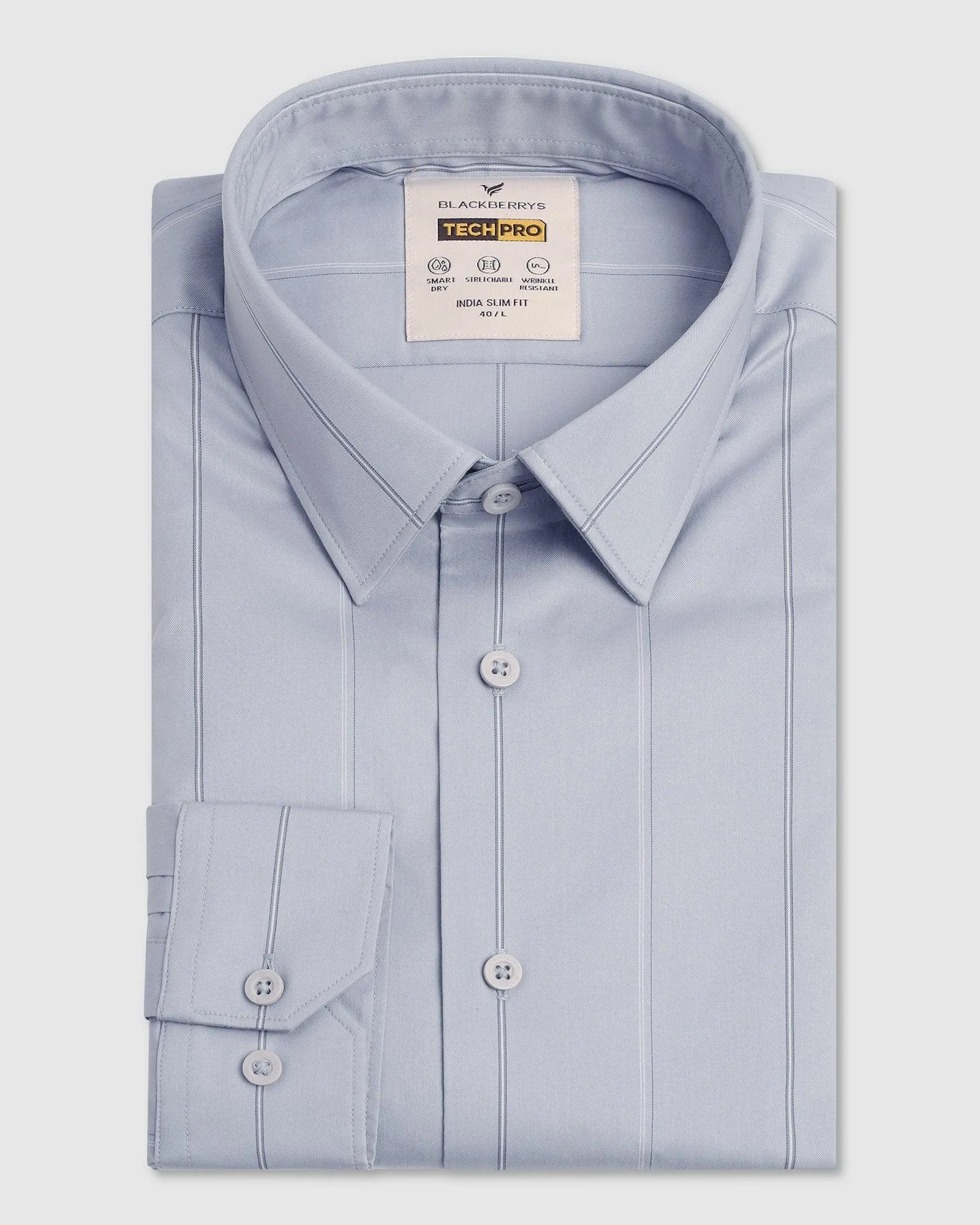 TechPro Formal Grey Stripe Shirt - Saget