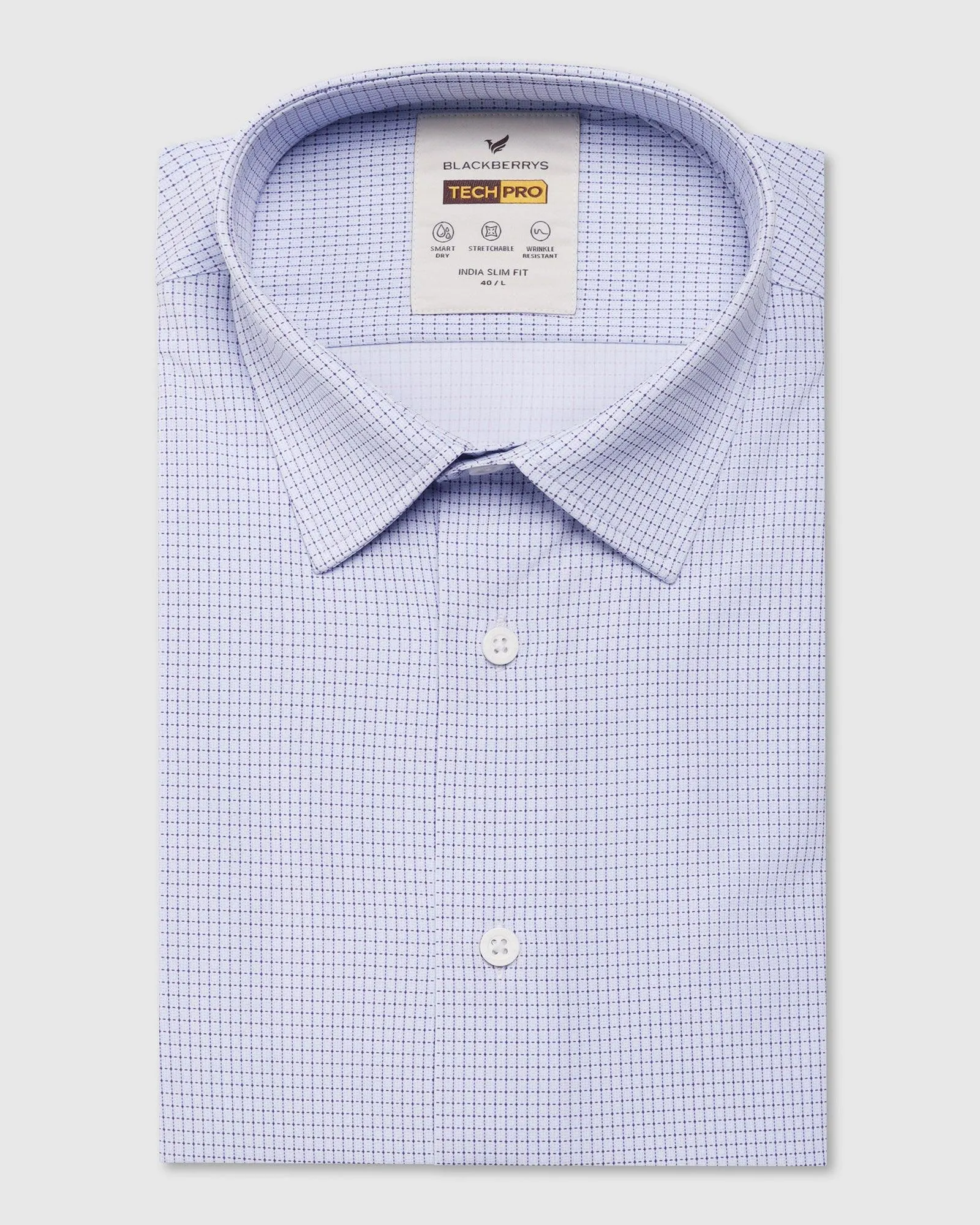 TechPro Formal Half Sleeve Blue Check Shirt - Valdo