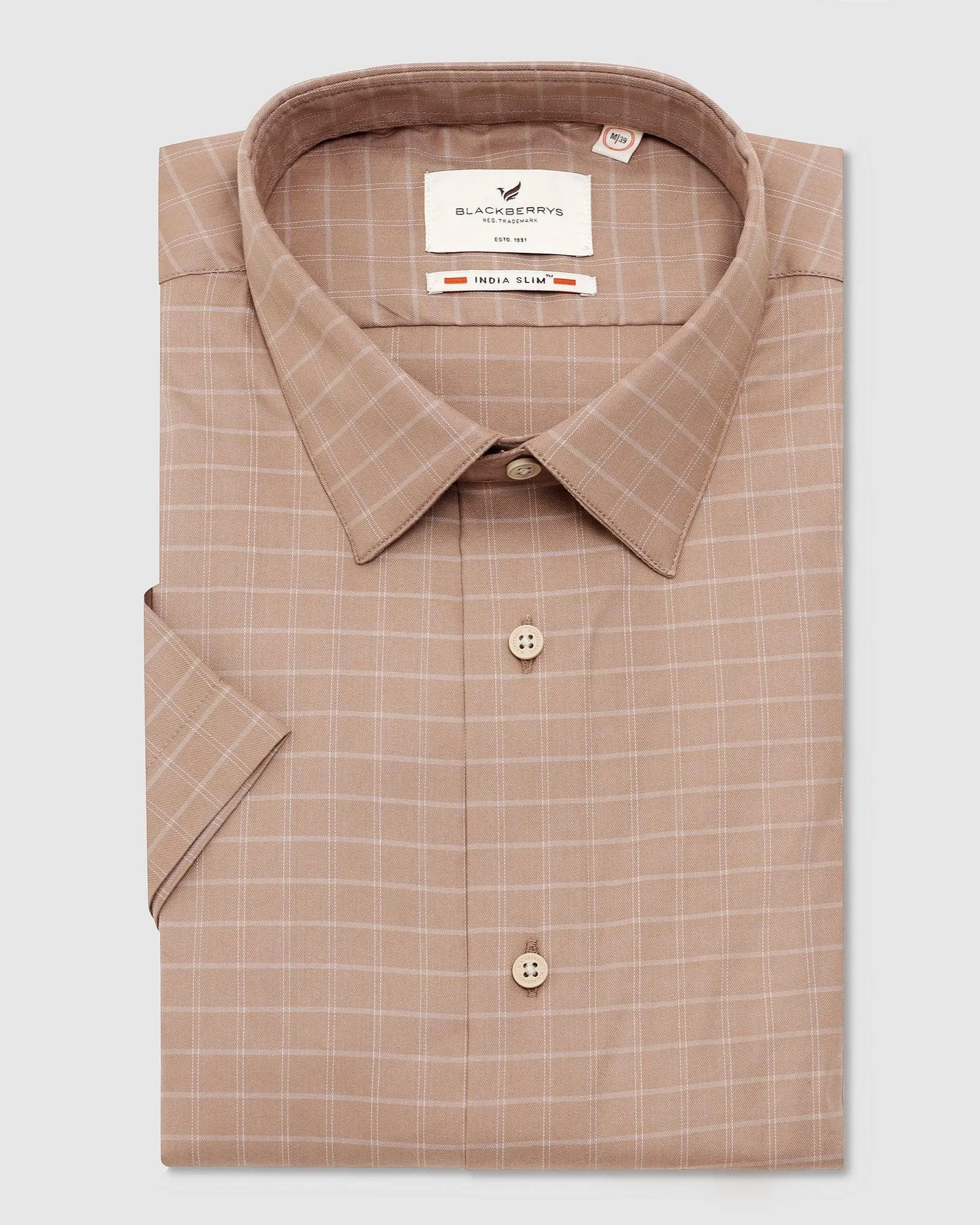 TechPro Formal Half Sleeve Brown Check Shirt - Becki