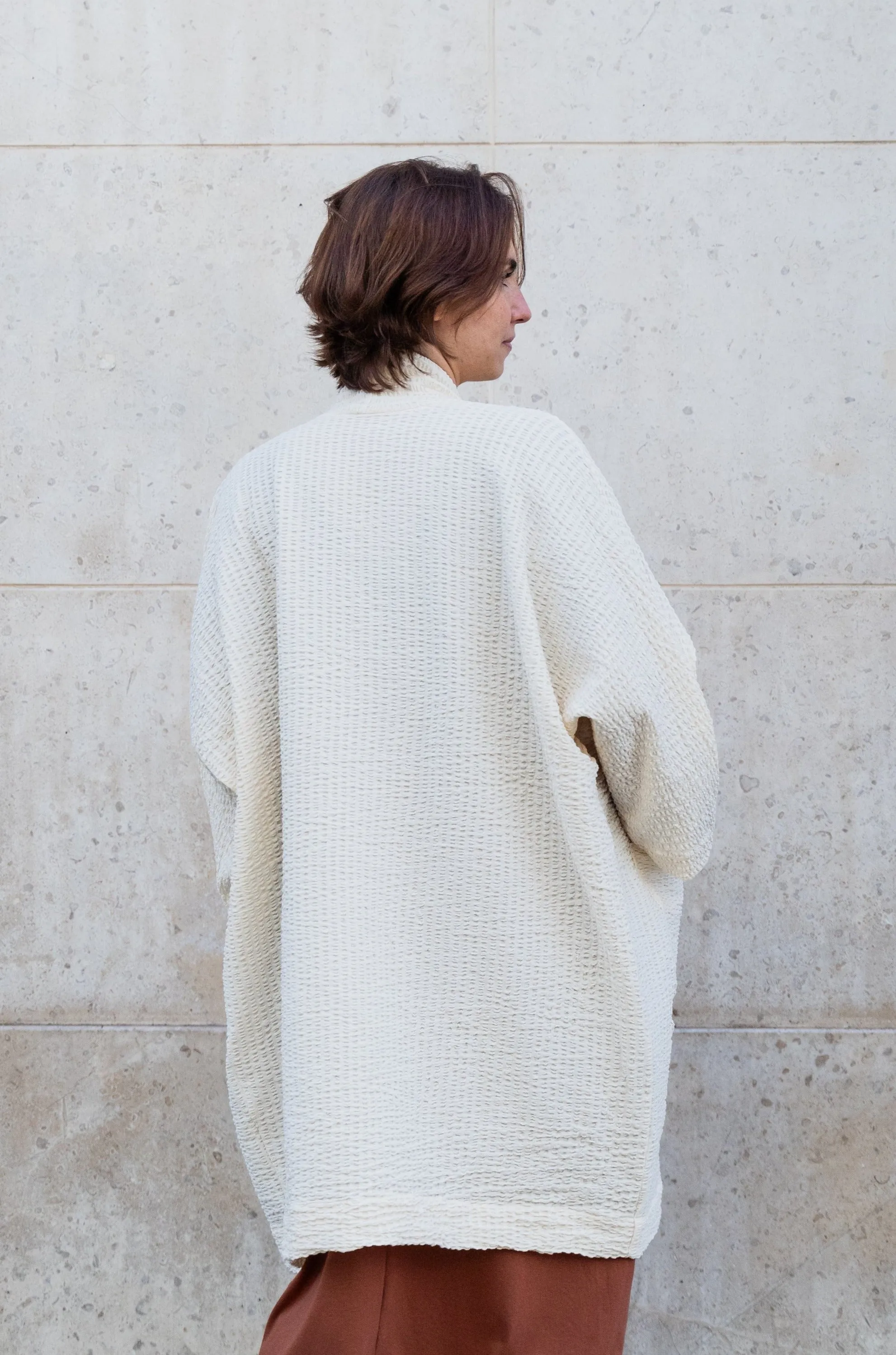 TEXTURED COTTON IVORY JACKET