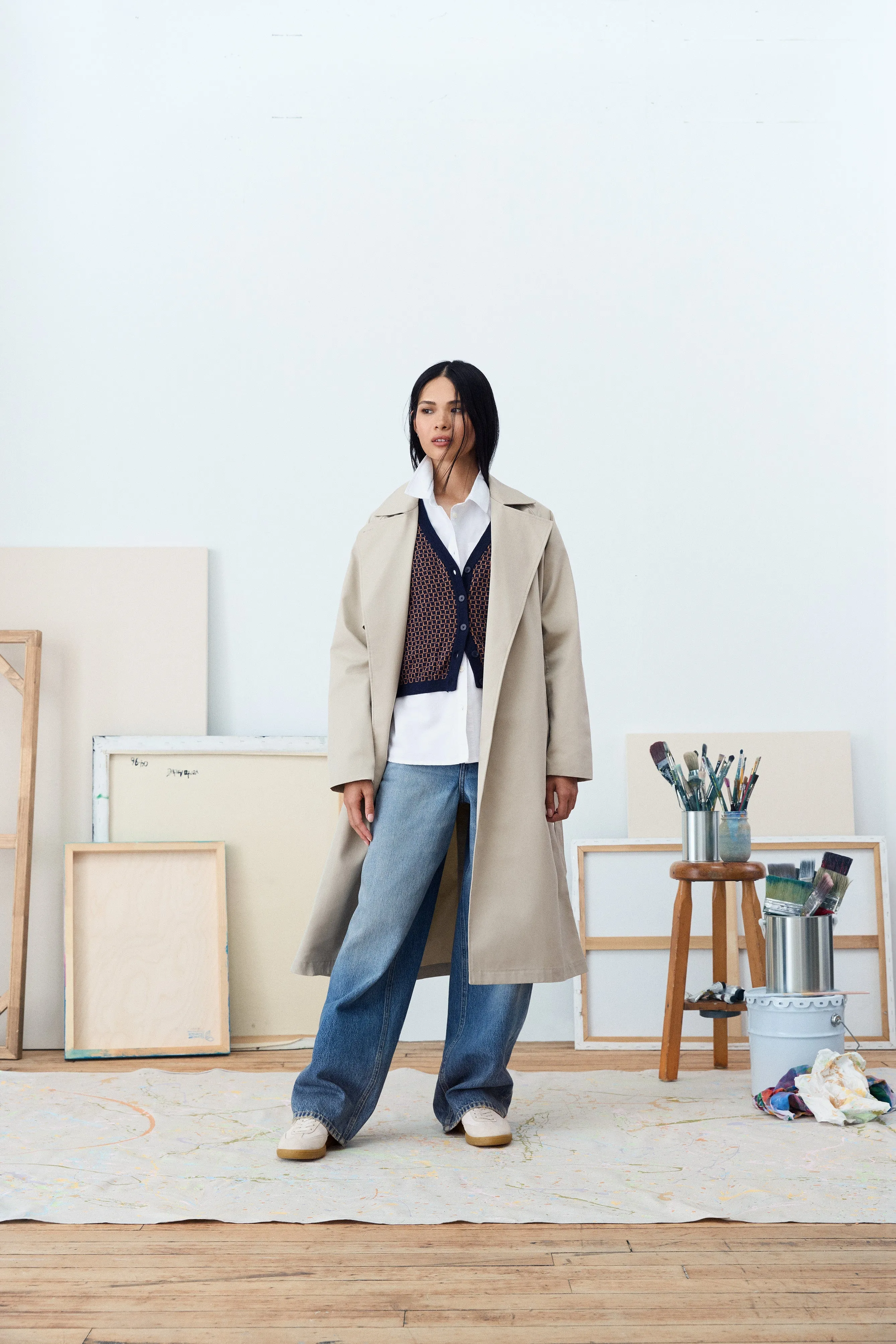 The Long Trench Coat in Light Beige