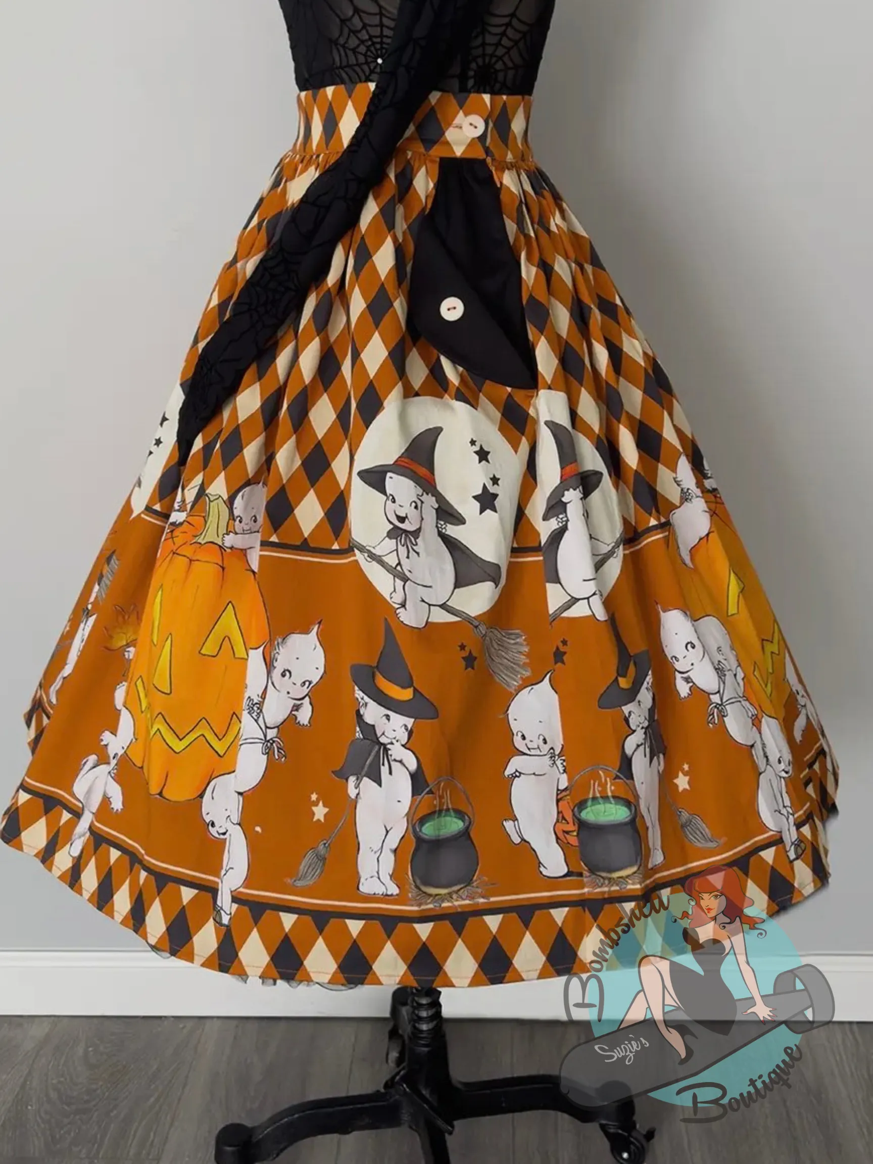 The Oblong Box Shop x Kewpie Doll Vintage Witch Swing Skirt