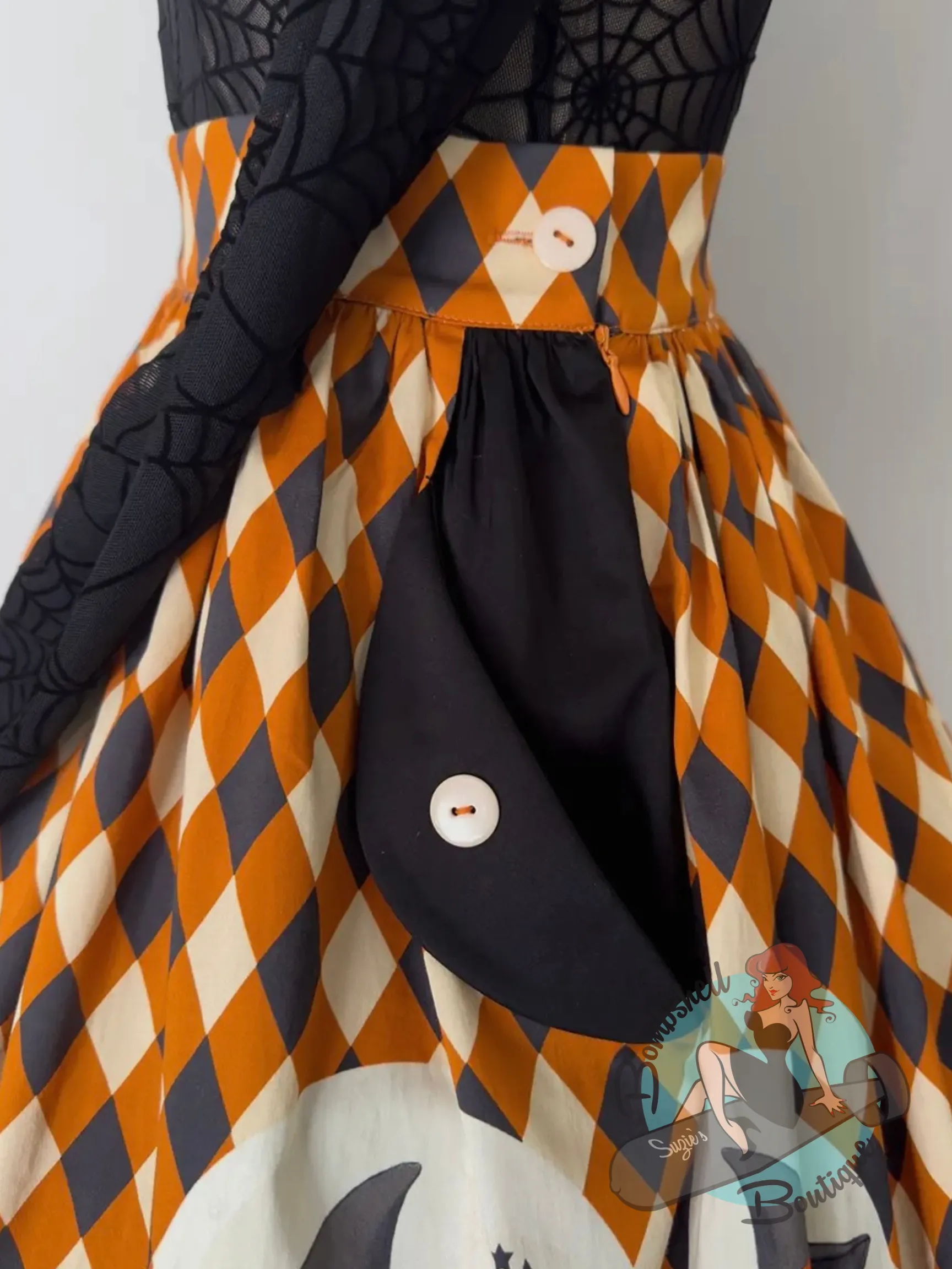 The Oblong Box Shop x Kewpie Doll Vintage Witch Swing Skirt