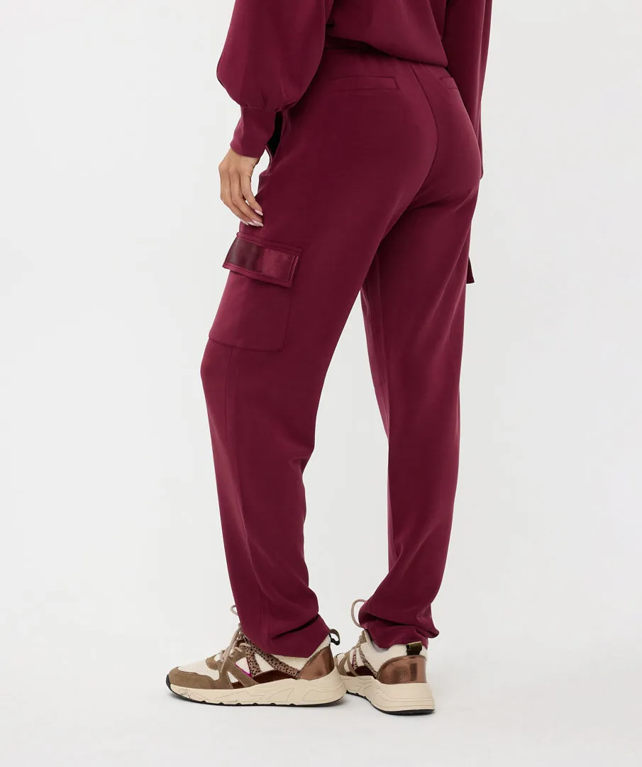 Trouser Cargo Satin Modal - Wine