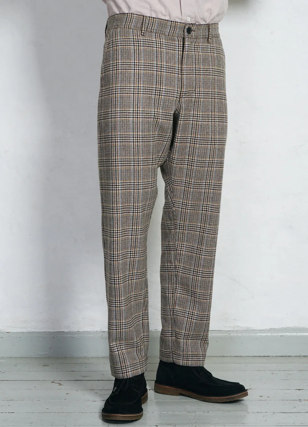 TYGE | Wide Cut Cropped Trousers | Classic Checks