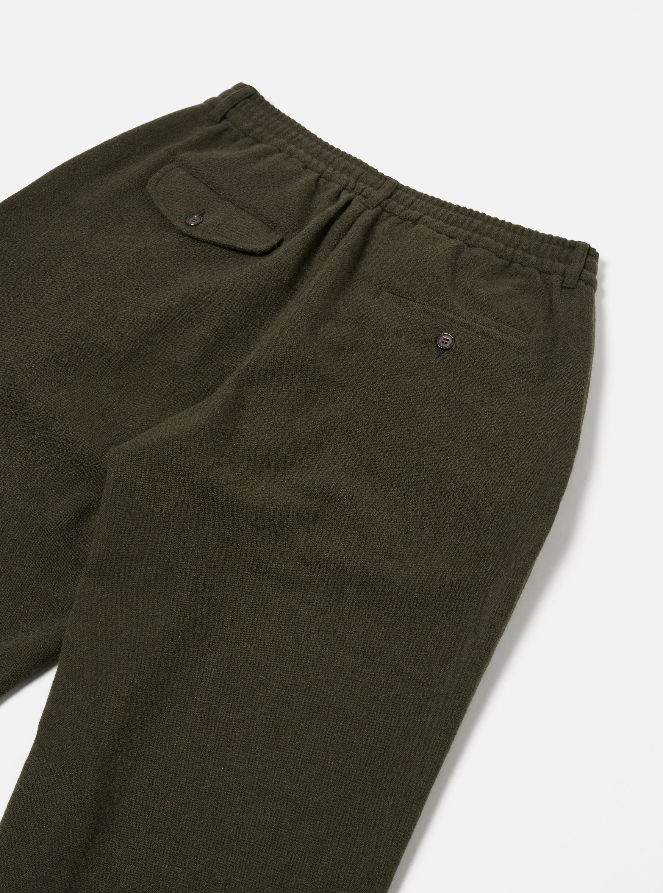 Universal Works Oxford Pant in Olive Recycled Soft Wool