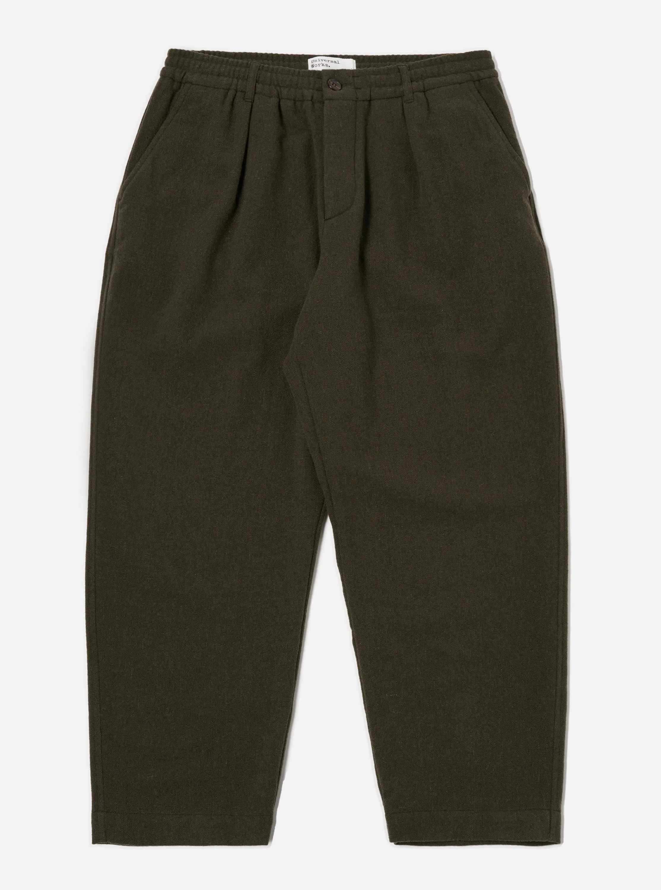 Universal Works Oxford Pant in Olive Recycled Soft Wool