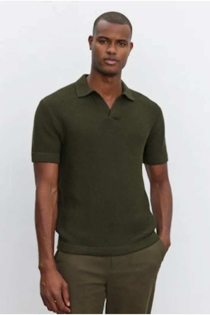 Velvet by Graham & Spencer Men's Niklas Short Sleeve Polo | Olive | Clearance Final Sale