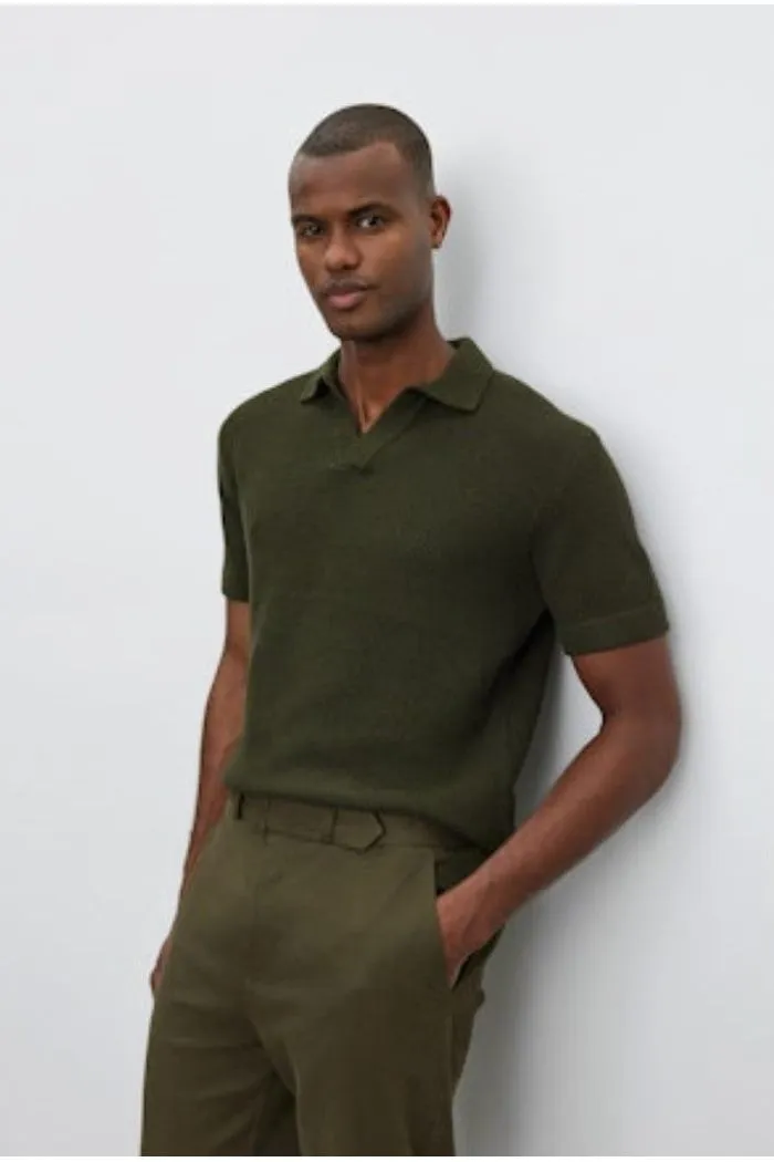 Velvet by Graham & Spencer Men's Niklas Short Sleeve Polo | Olive | Clearance Final Sale