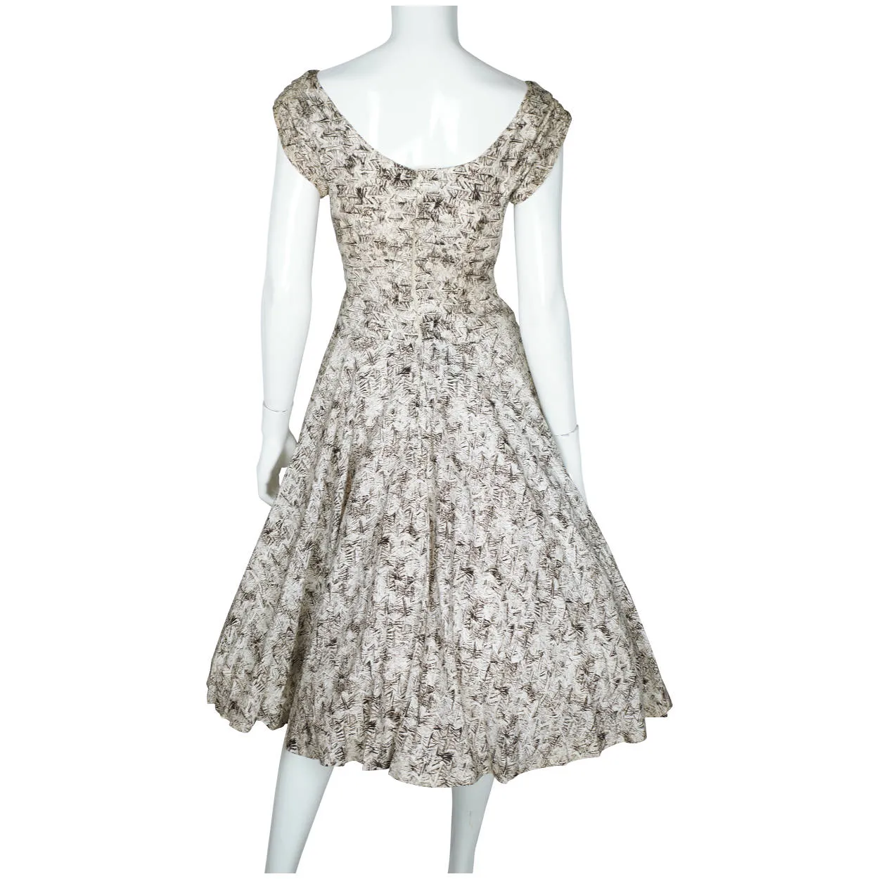 Vintage 50s Dress with Crinoline Skirt Abstract Print Sz S