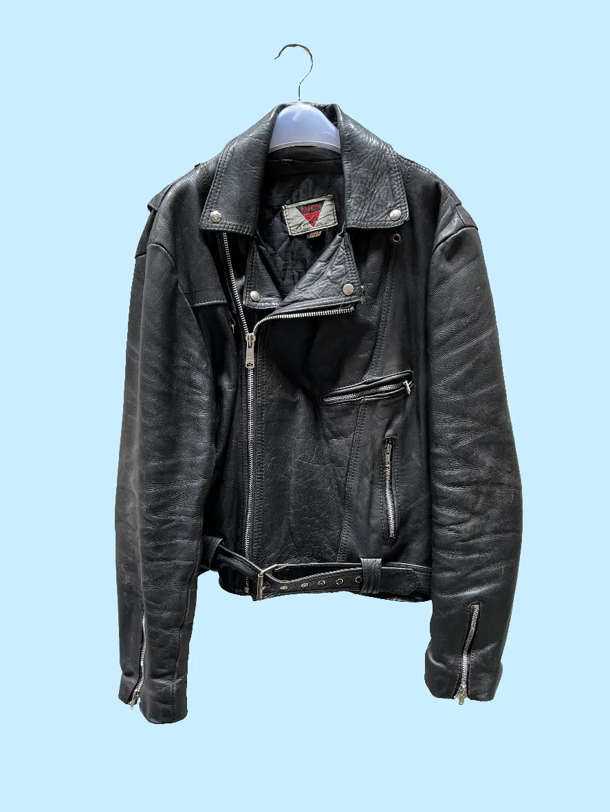 Vintage Full-Bore Rodeo Black Leather Moto Jacket