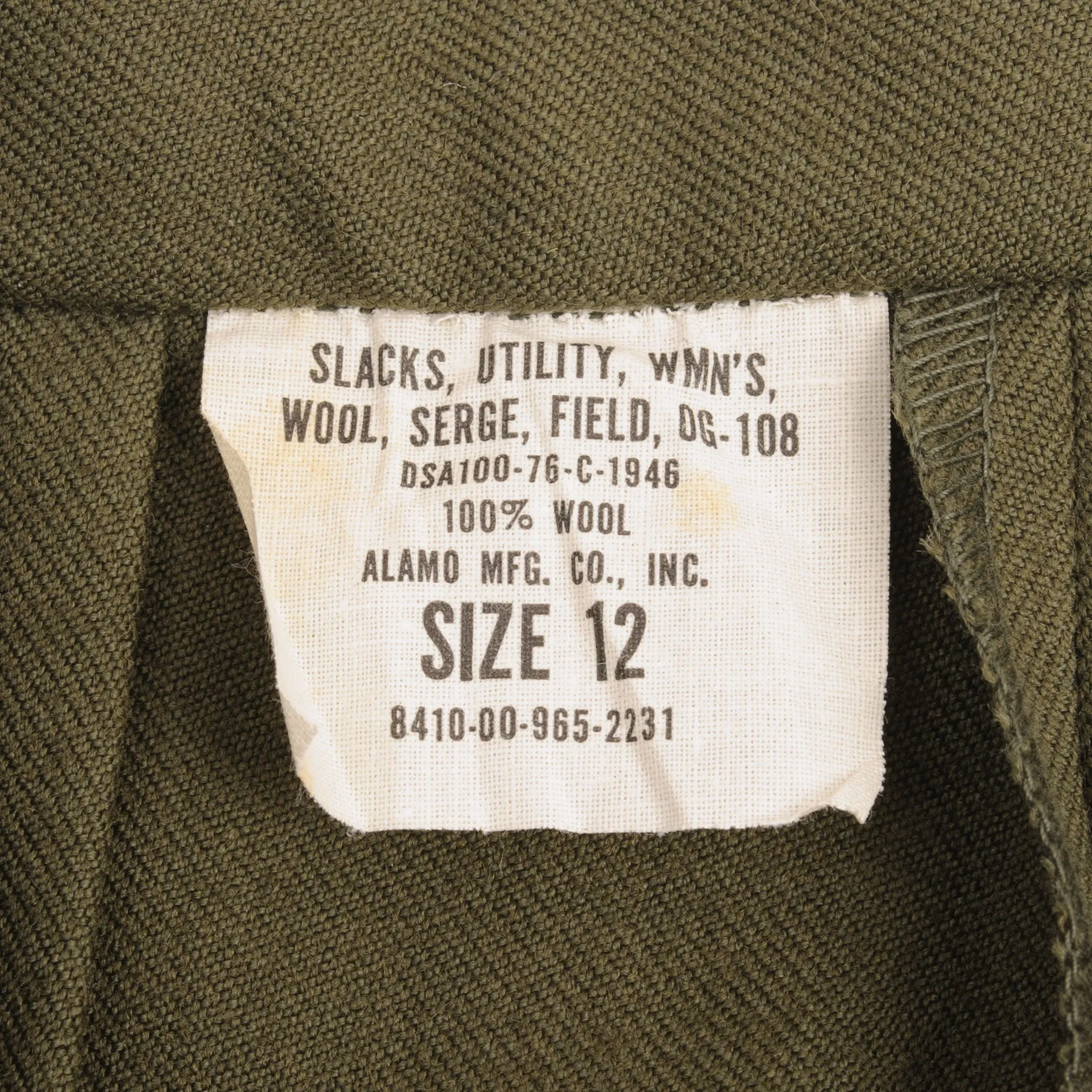 VINTAGE US ARMY UTILITY TROUSERS PANTS WOMENS SLACKS 1976 SIZE 12 W27 L34