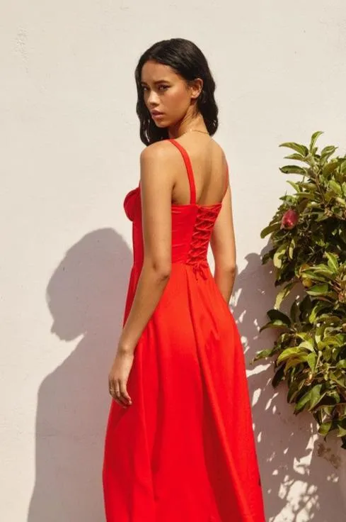 Waitlist 1/22 ♥ Brooklyn Sleeveless Corset Midi Dress Red