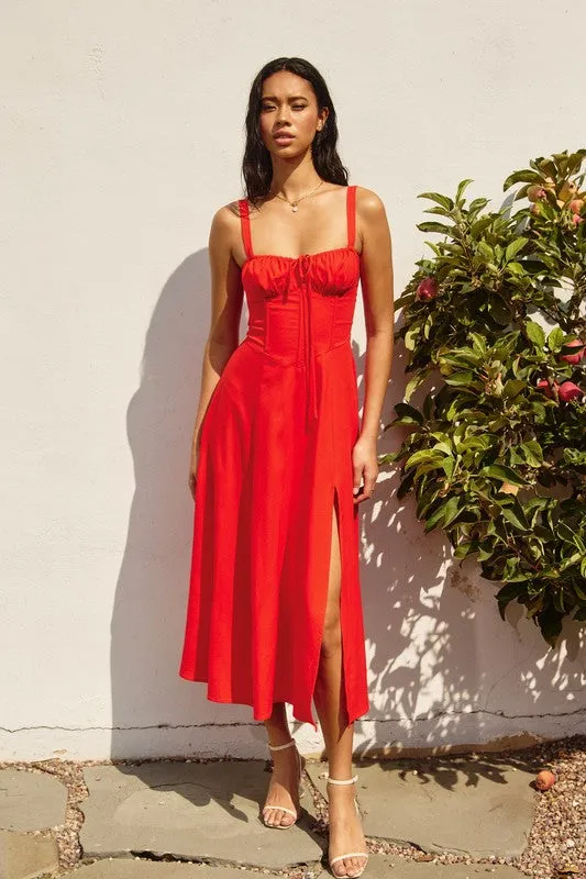 Waitlist 1/22 ♥ Brooklyn Sleeveless Corset Midi Dress Red