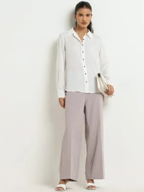 Wardrobe Grey Straight Fit Mid-Rise Trousers