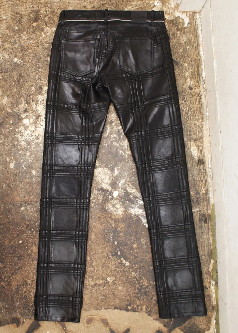 Wax Coated Cotton Pleated Trousers Black