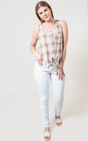 White Mid Rise 3 Button Skinny Jeans - YMI - Final Sale