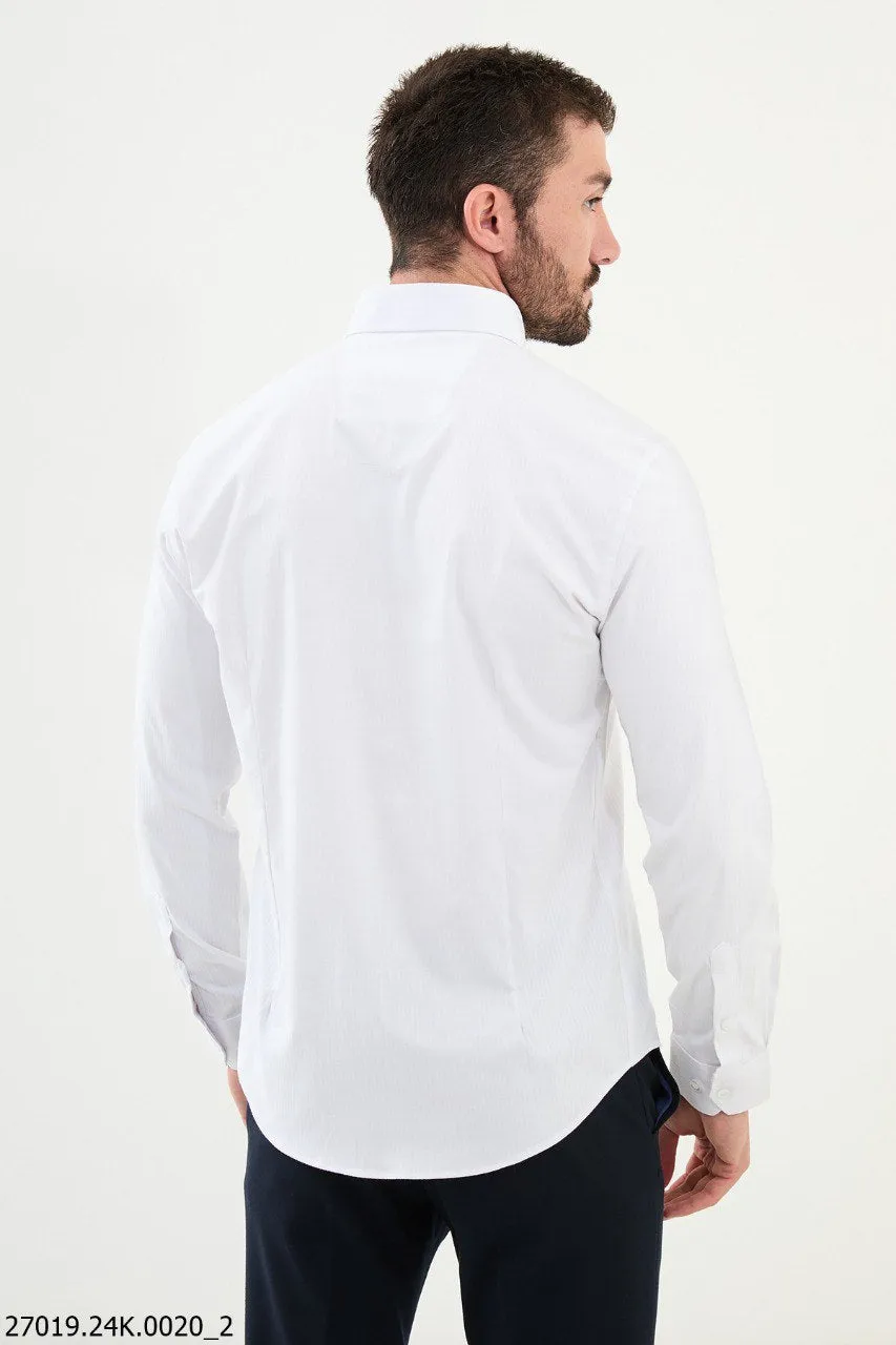 White Slim-Fit Formal Shirt for Men.