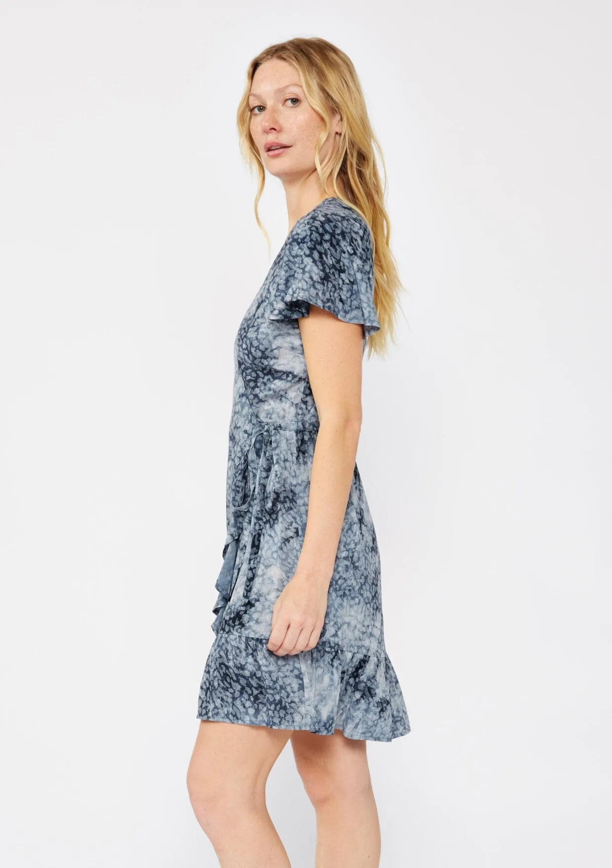 Wild Sky Mini Wrap Dress