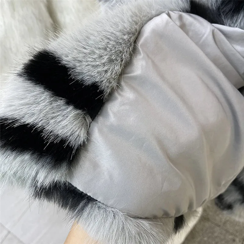 Winter Retro Fur Coat  Zebra Print Mid-Length Cardigan