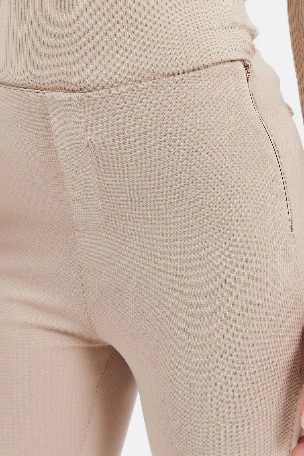 Women Beige Plain Trousers