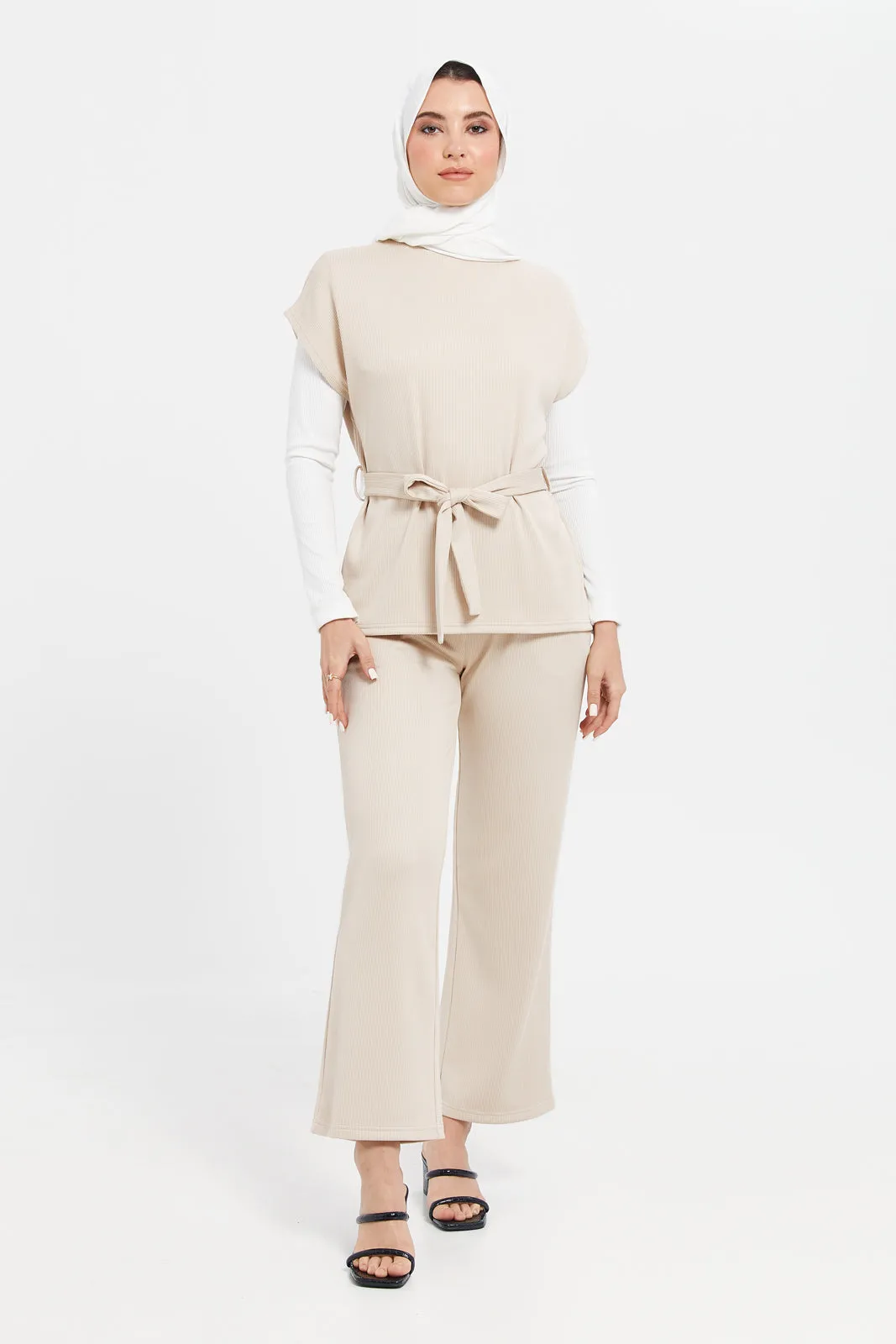 Women Beige Straight Trousers