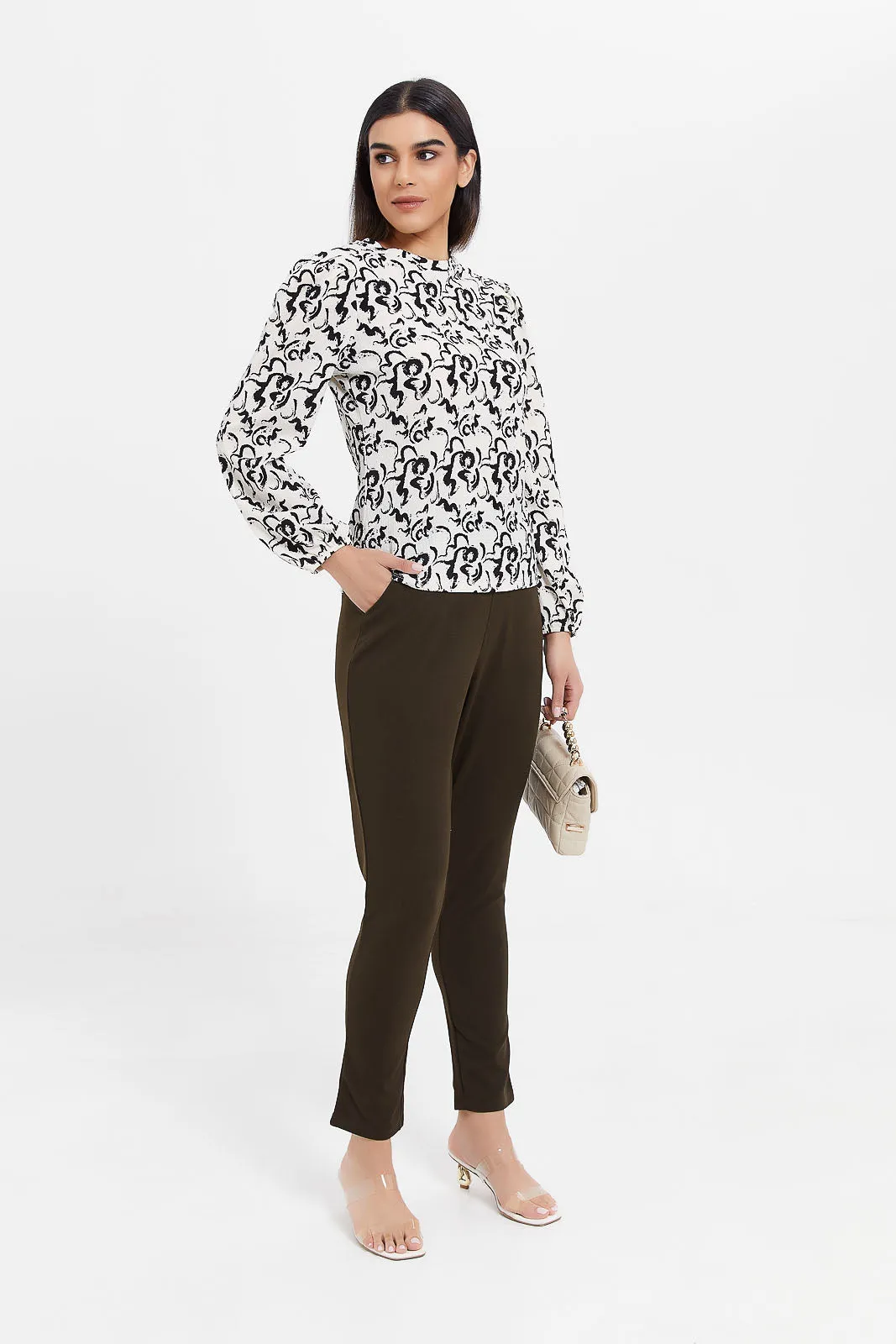 Women Brown Tapered Trousers