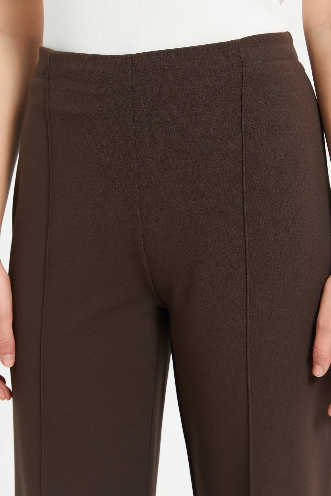 Women Brown Wide Leg Trousers