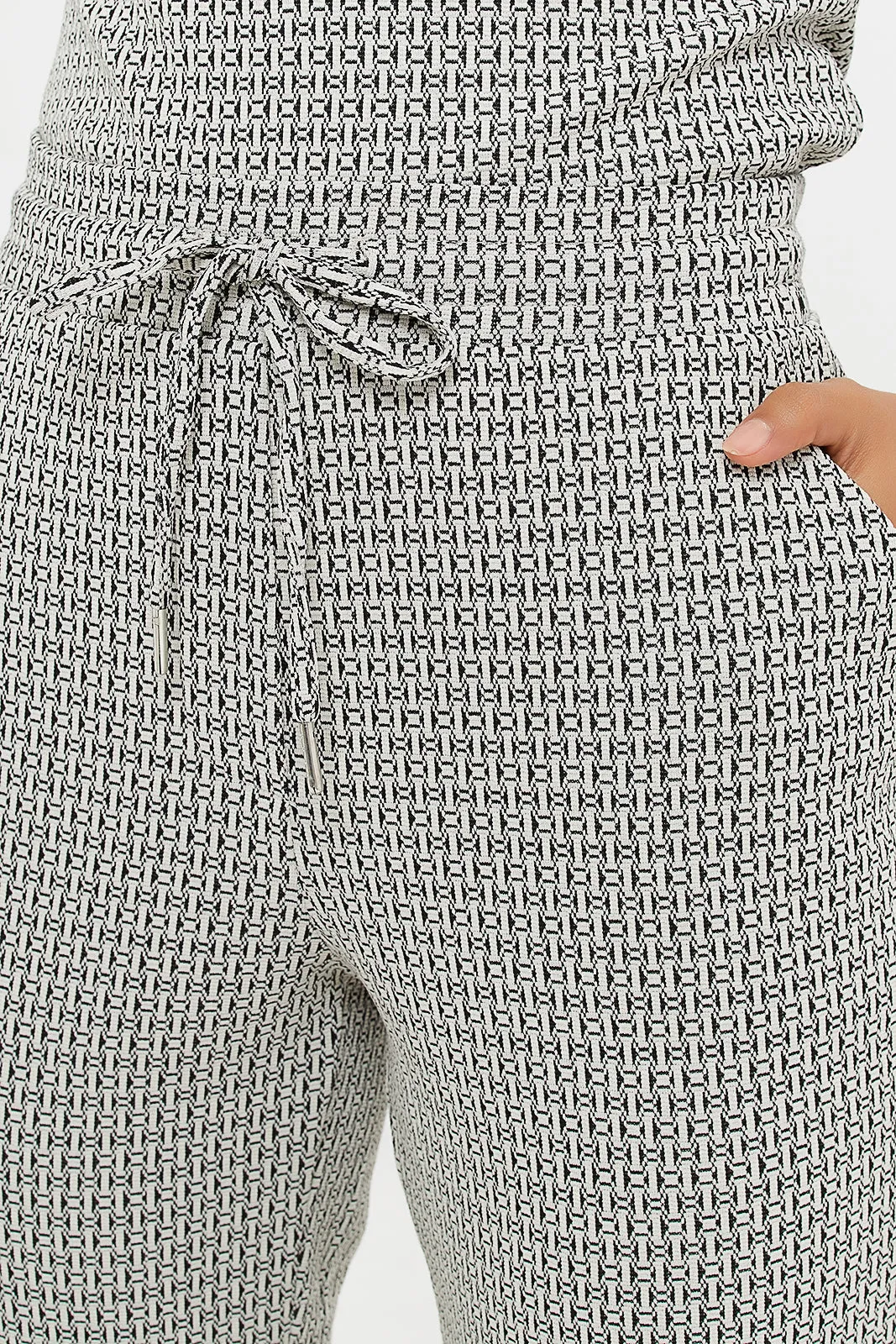 Women Check Beige Trouser