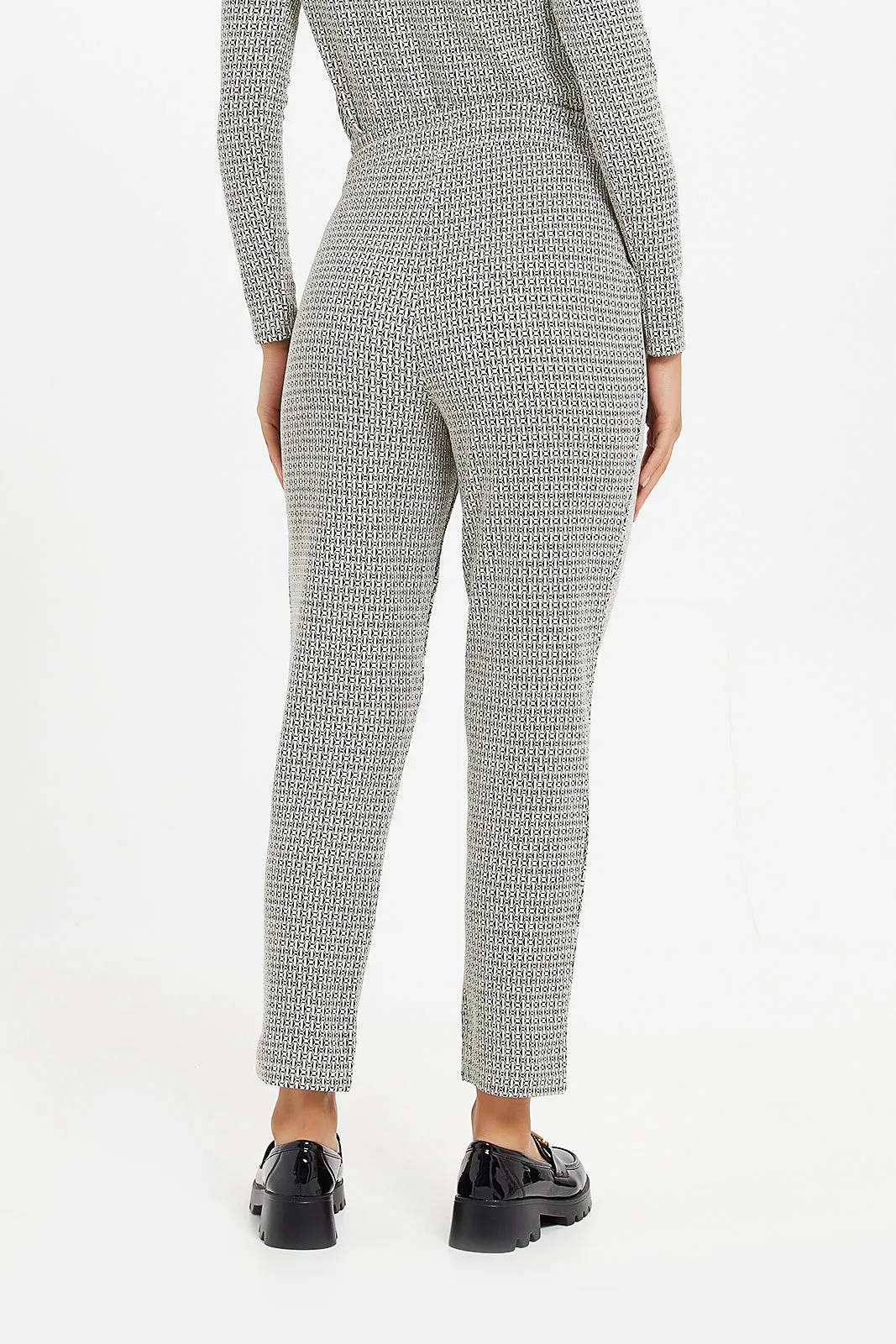 Women Check Beige Trouser