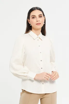 Women Cream Jacquard Shirt