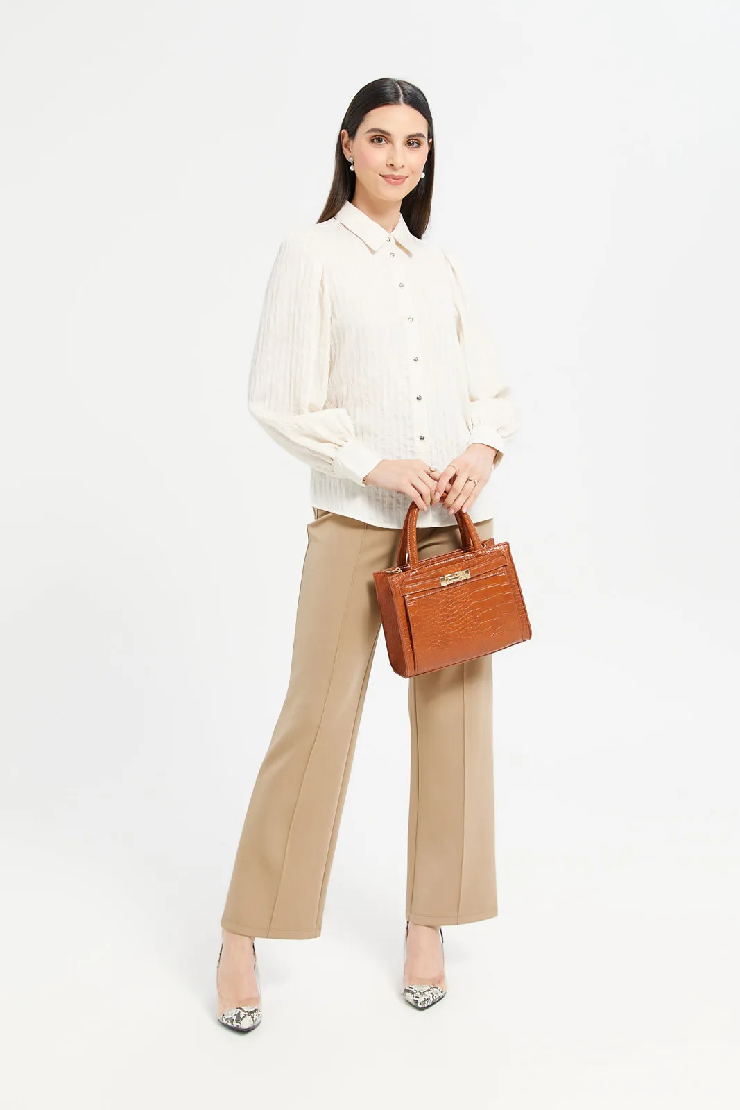 Women Cream Jacquard Shirt